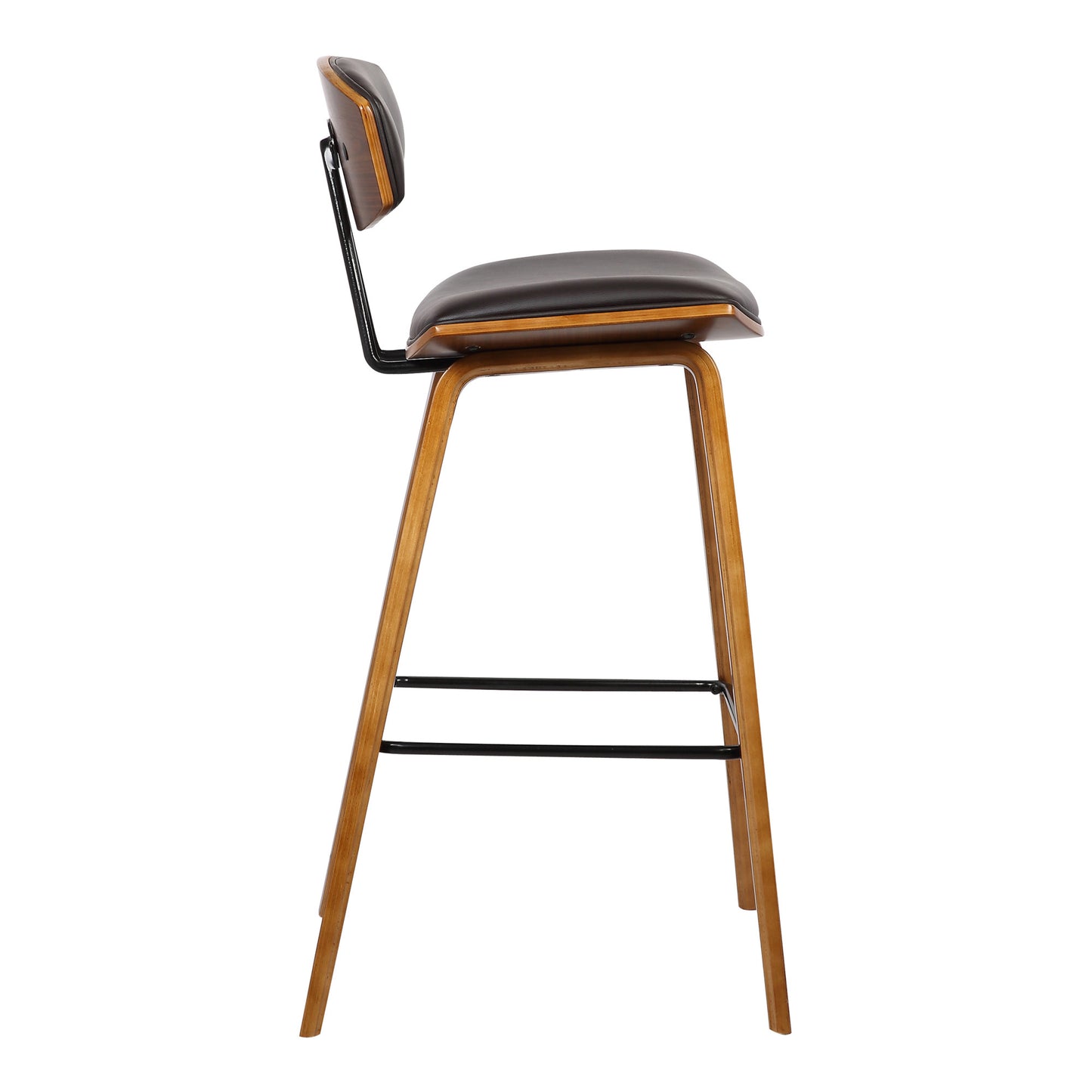 36" Brown Solid Wood Low Back Counter Height Bar Chair With Footrest