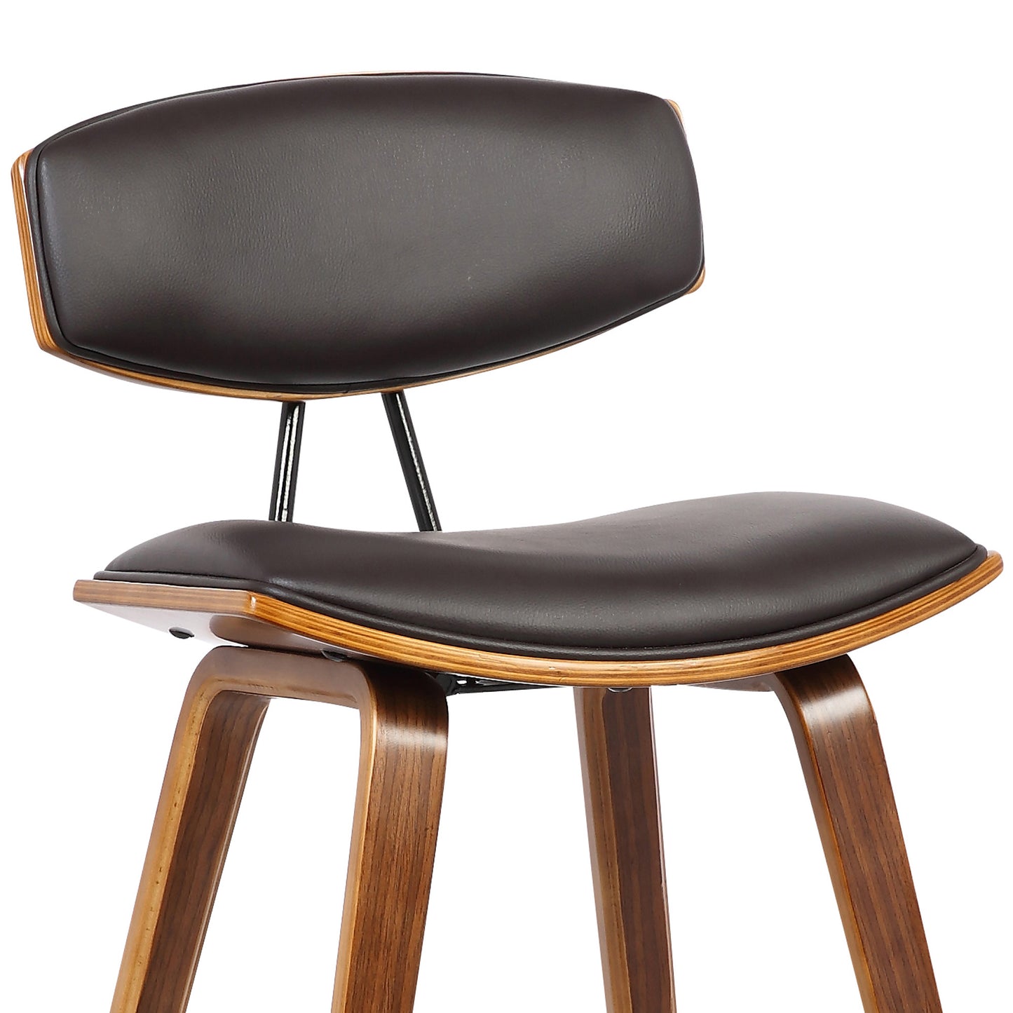 36" Brown Solid Wood Low Back Counter Height Bar Chair With Footrest