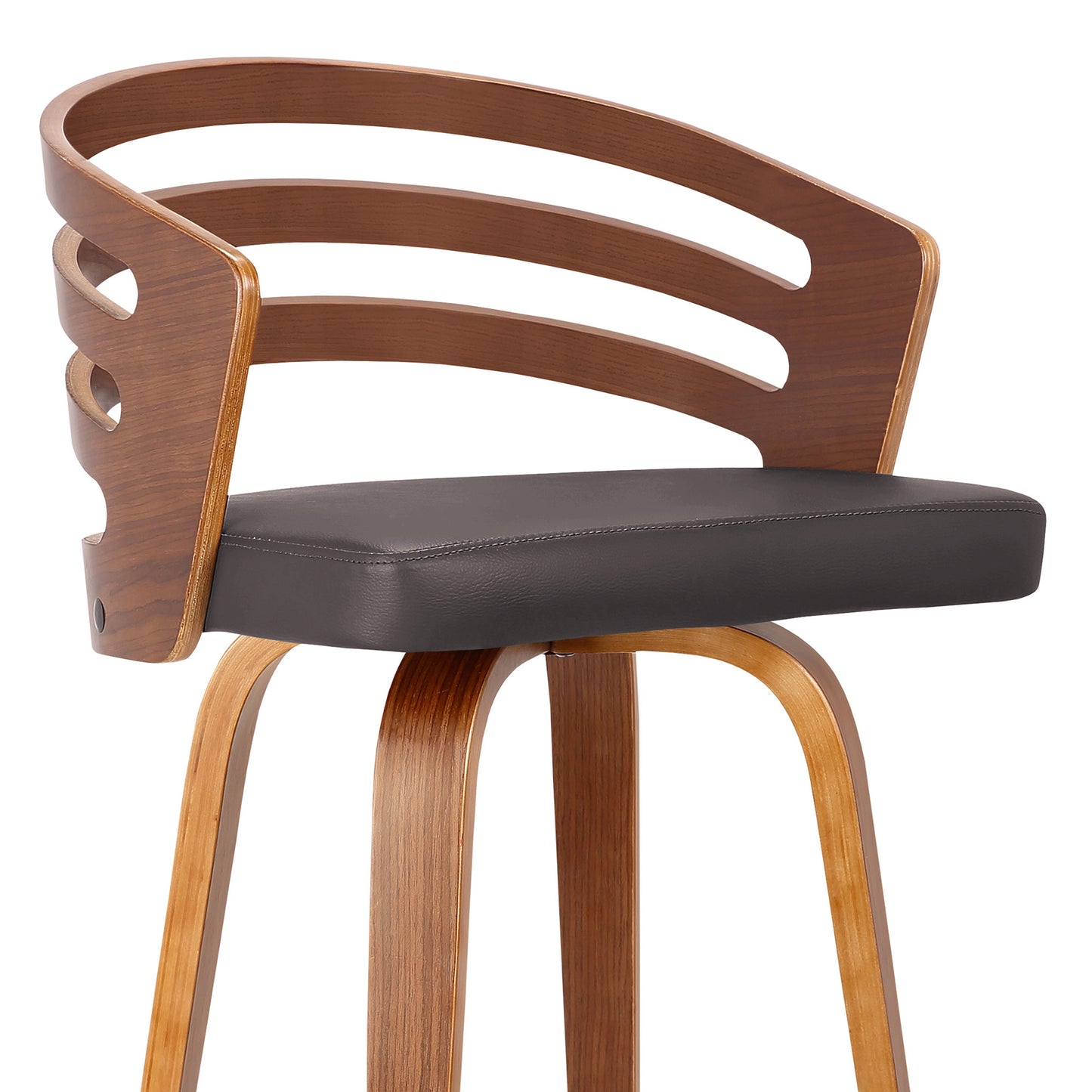 39" Brown Iron Swivel Low Back Bar Height Chair With Footrest