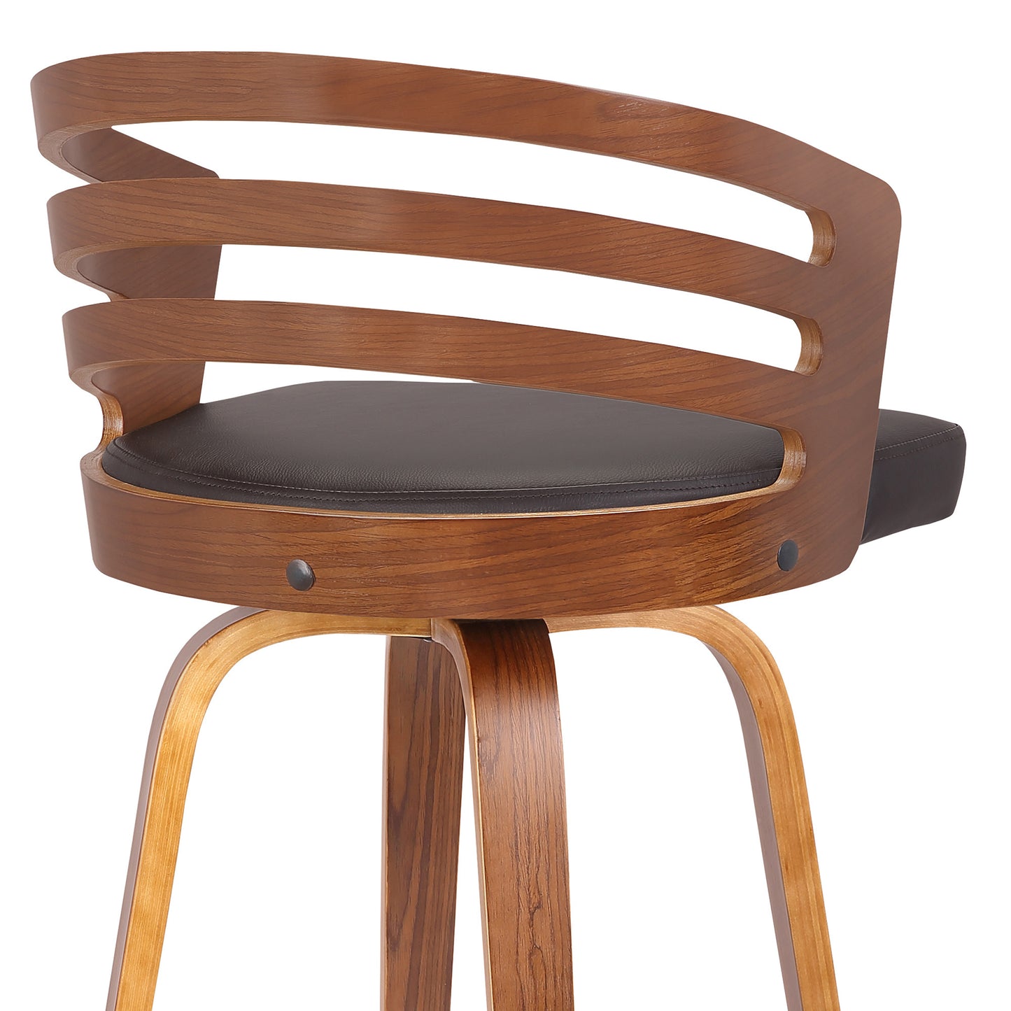 39" Brown Iron Swivel Low Back Bar Height Chair With Footrest