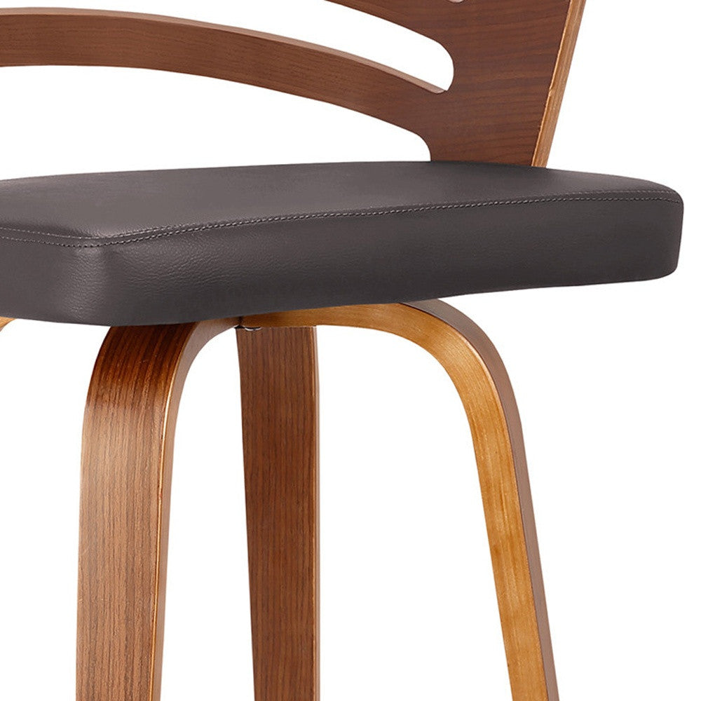 39" Brown Iron Swivel Low Back Bar Height Chair With Footrest