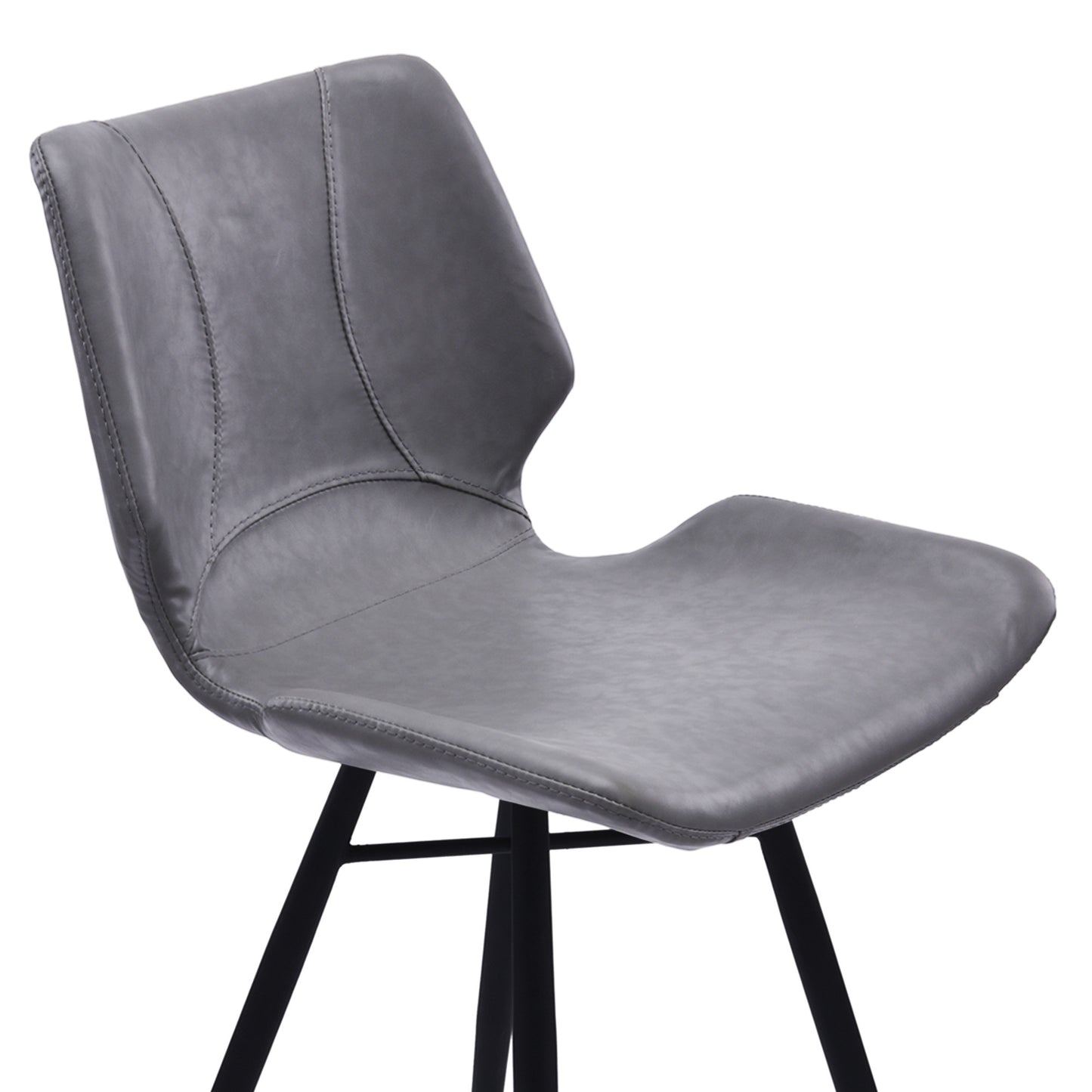 37" Vintage Gray Faux Leather And Iron Counter Height Bar Chair