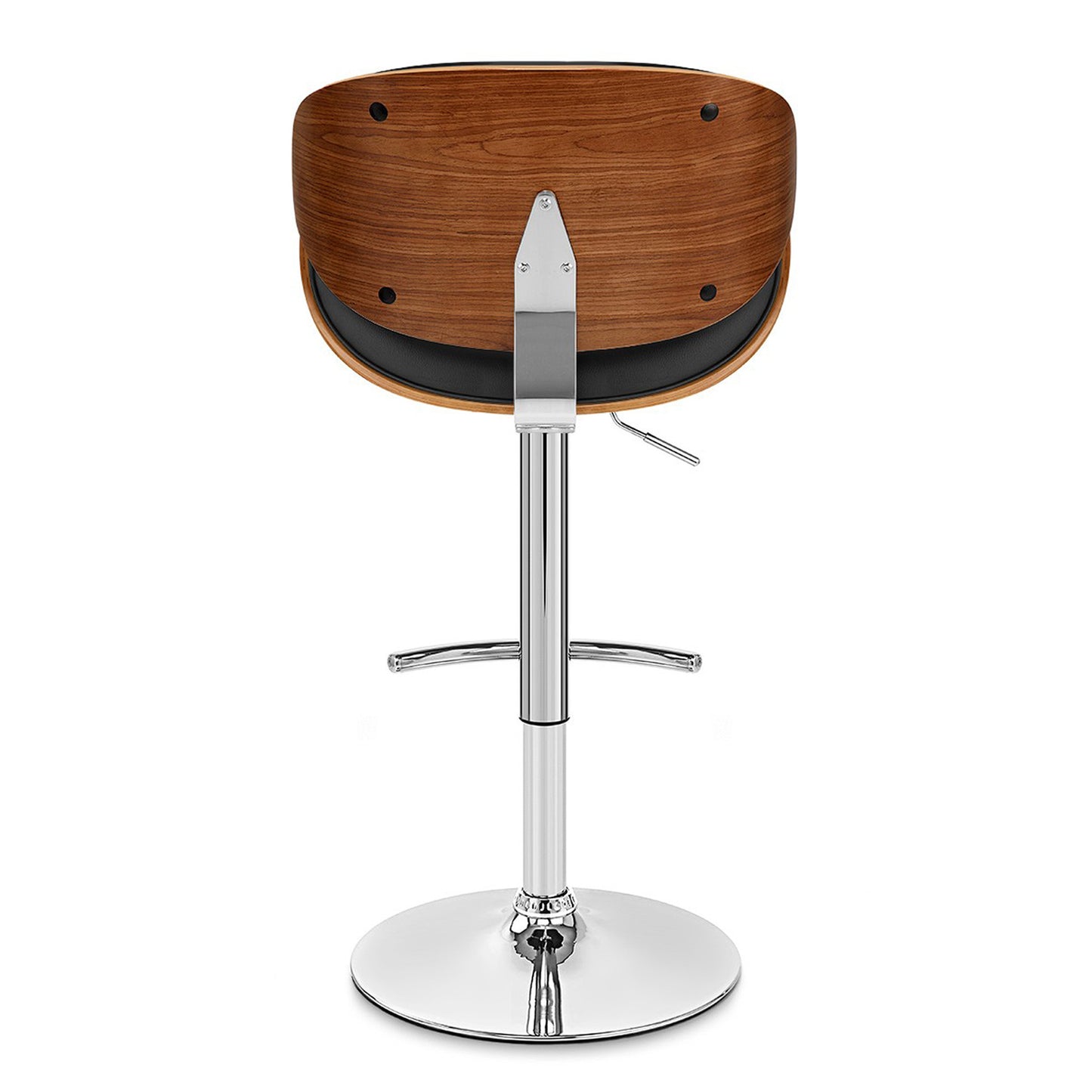 45" Black And Silver Faux Leather And Solid Wood Swivel Low Back Adjustable Height Bar Chair With Footrest