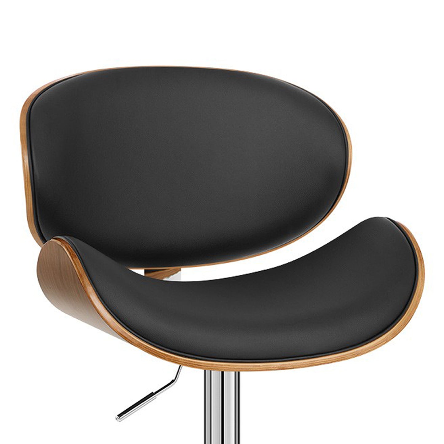 45" Black And Silver Faux Leather And Solid Wood Swivel Low Back Adjustable Height Bar Chair With Footrest