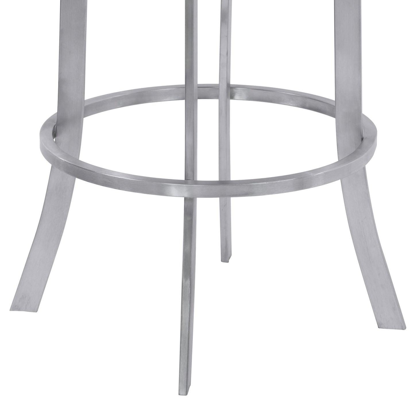 38" Black And Silver Faux Leather And Iron Swivel Low Back Bar Height Chair With Footrest