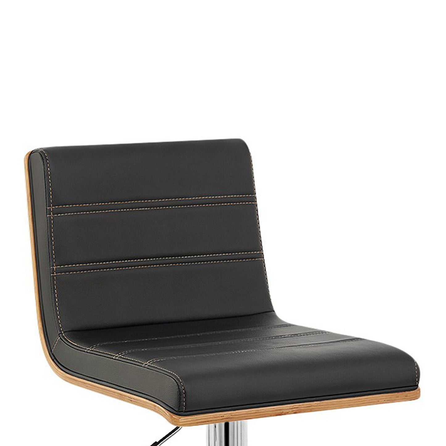 Black Faux Leather Walnut and Chrome Adjustable Swivel Bar Stool