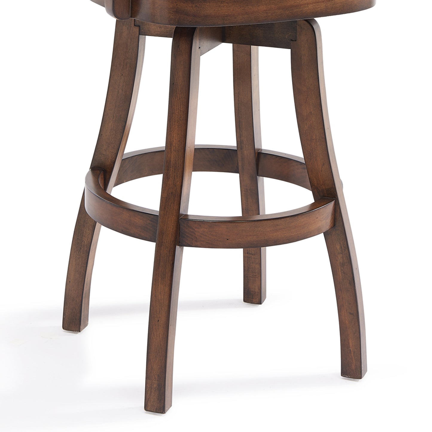 42" Brown Faux Leather And Solid Wood Swivel Counter Height Bar Chair