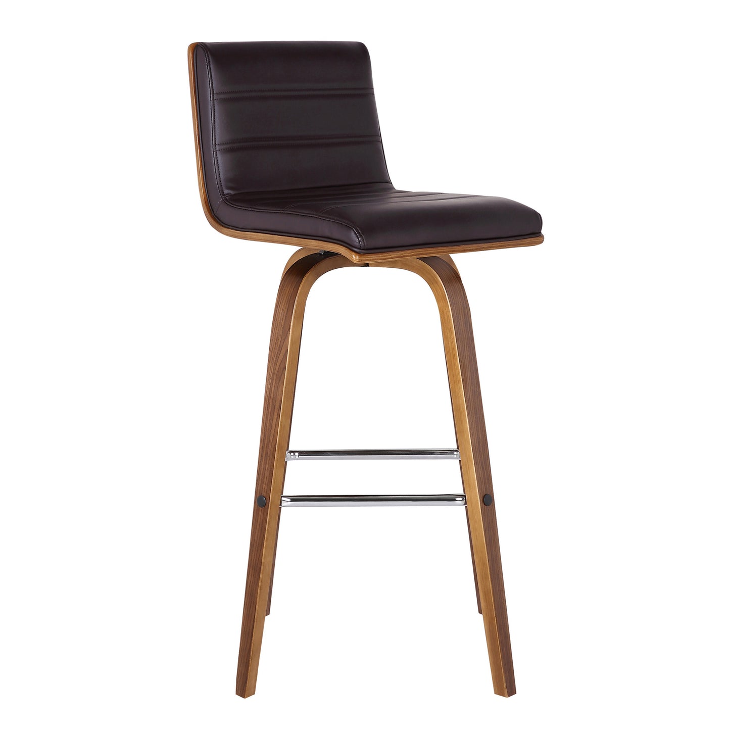 35" Brown Solid Wood Swivel Low Back Counter Height Bar Chair With Footrest