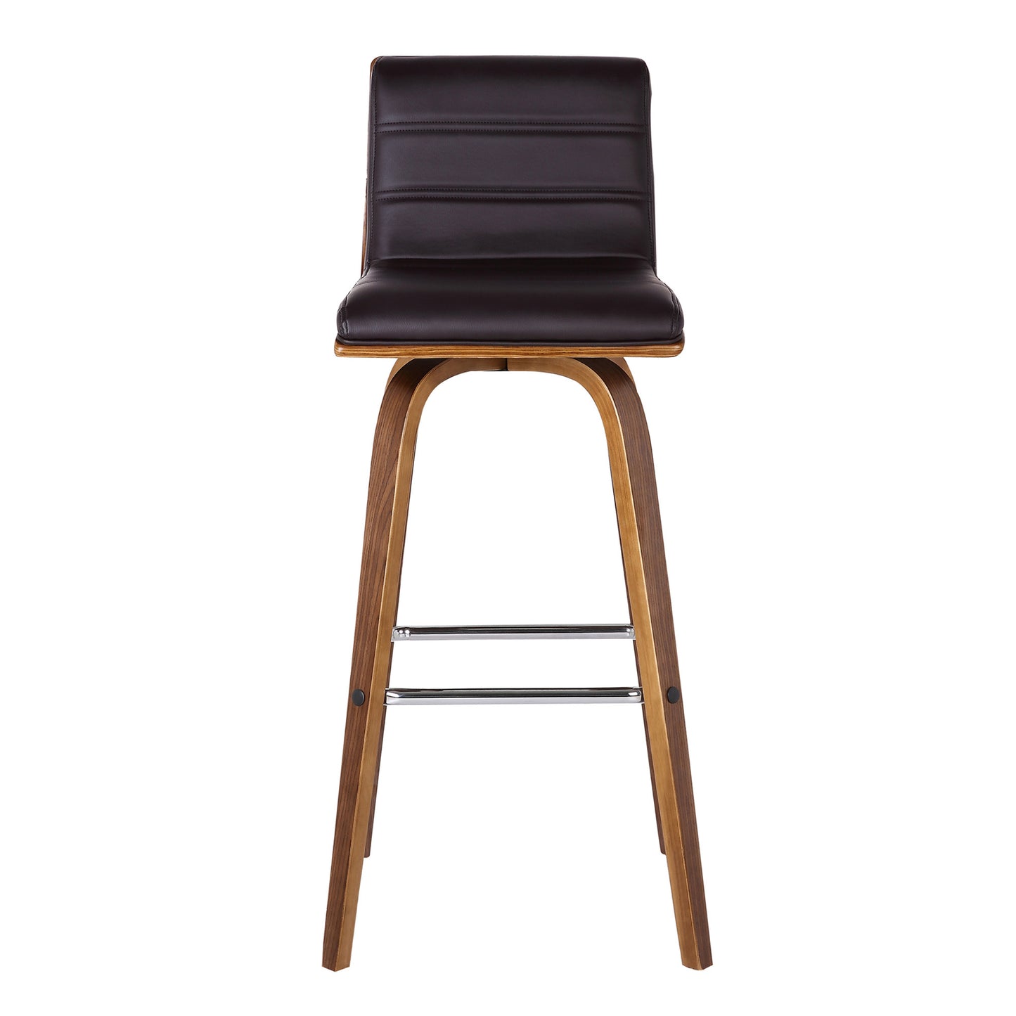 35" Brown Solid Wood Swivel Low Back Counter Height Bar Chair With Footrest