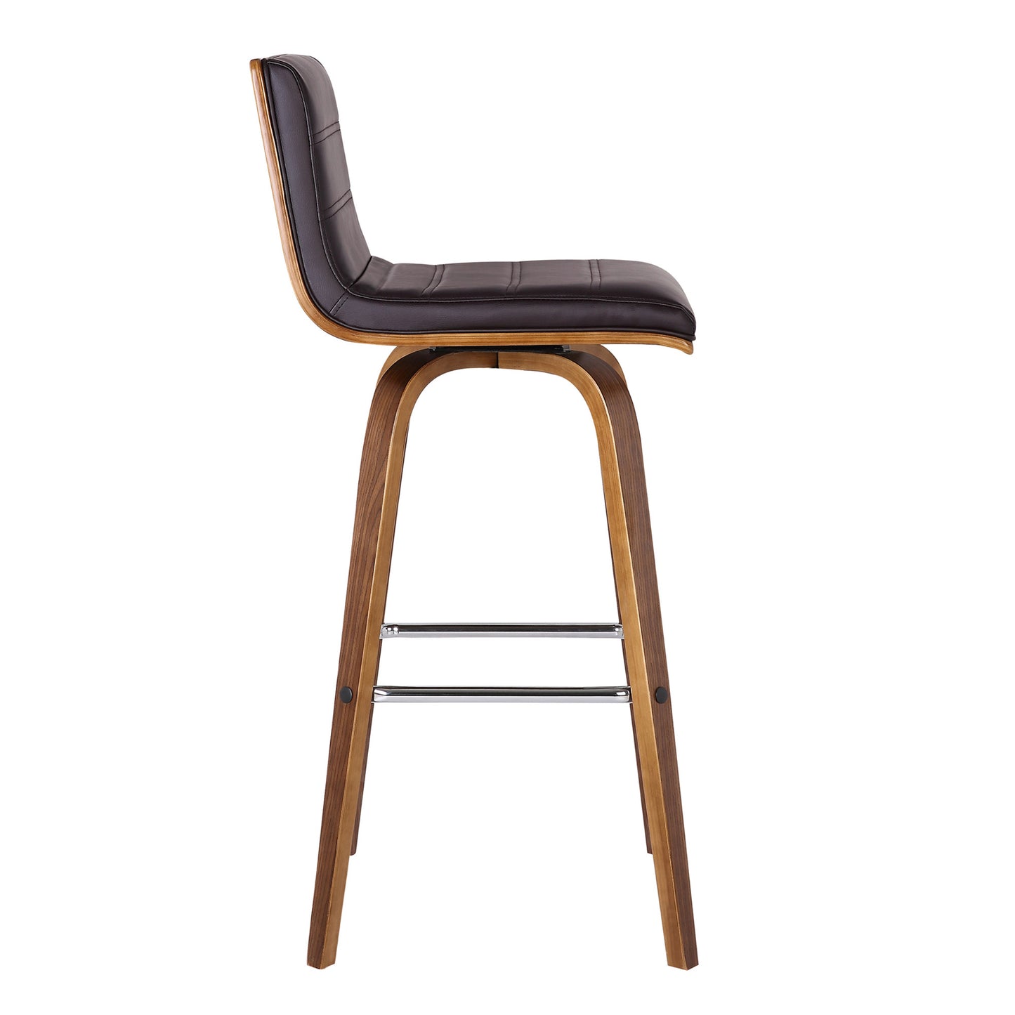 35" Brown Solid Wood Swivel Low Back Counter Height Bar Chair With Footrest