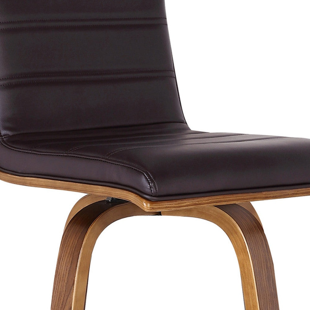 35" Brown Solid Wood Swivel Low Back Counter Height Bar Chair With Footrest