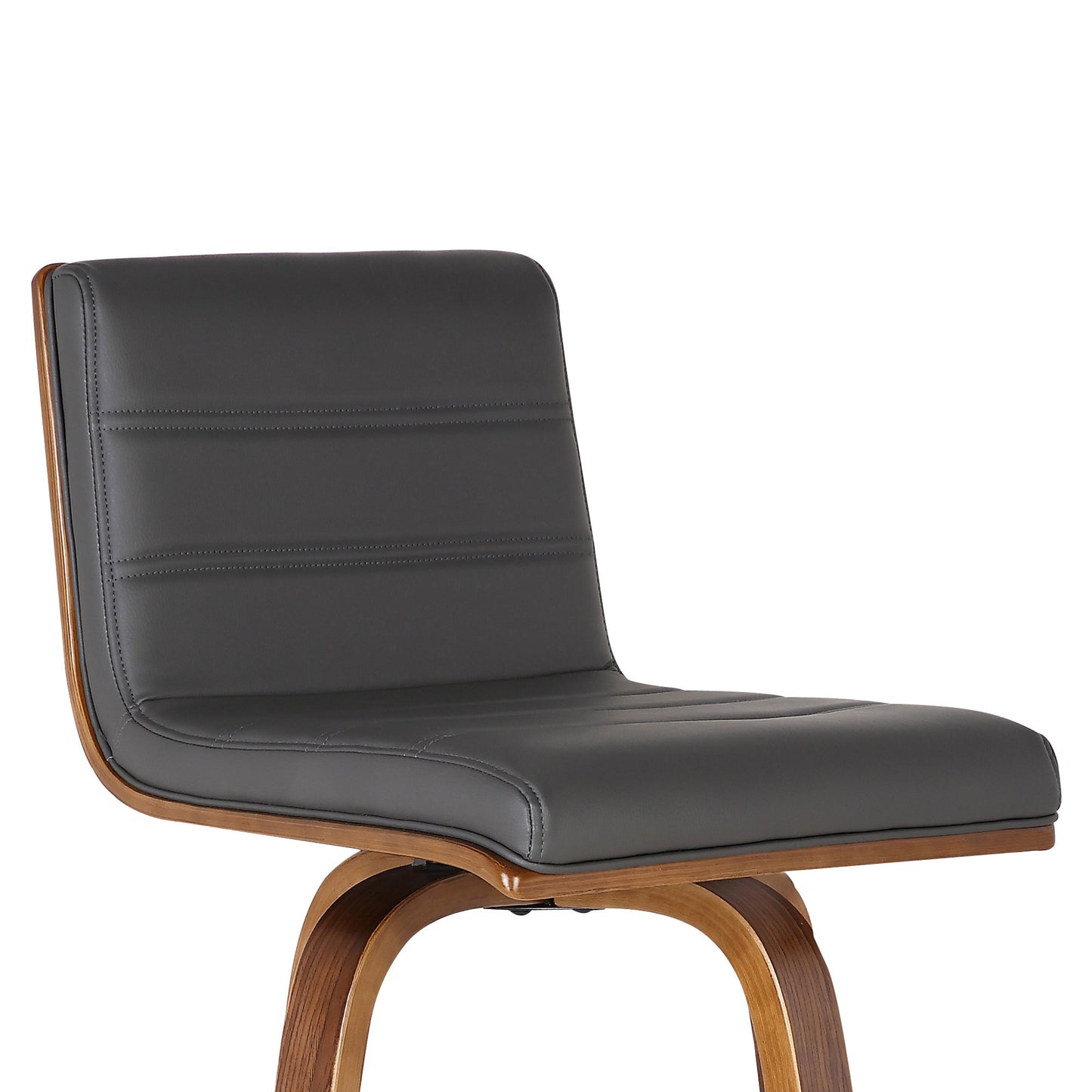 35" Gray And Brown Solid Wood Swivel Low Back Counter Height Bar Chair With Footrest