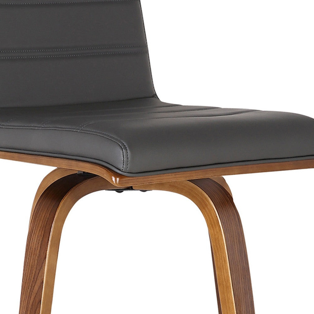 35" Gray And Brown Solid Wood Swivel Low Back Counter Height Bar Chair With Footrest