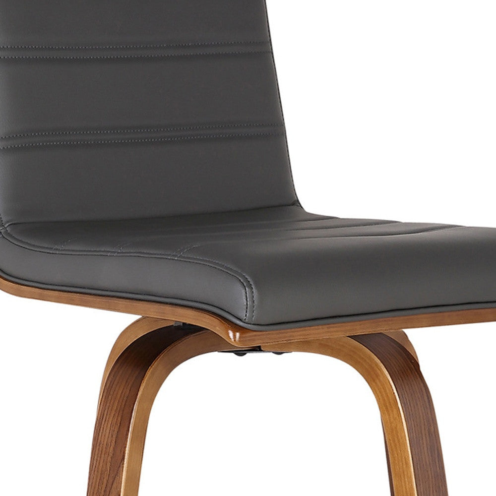 39" Gray And Brown Solid Wood Swivel Low Back Bar Height Chair With Footrest