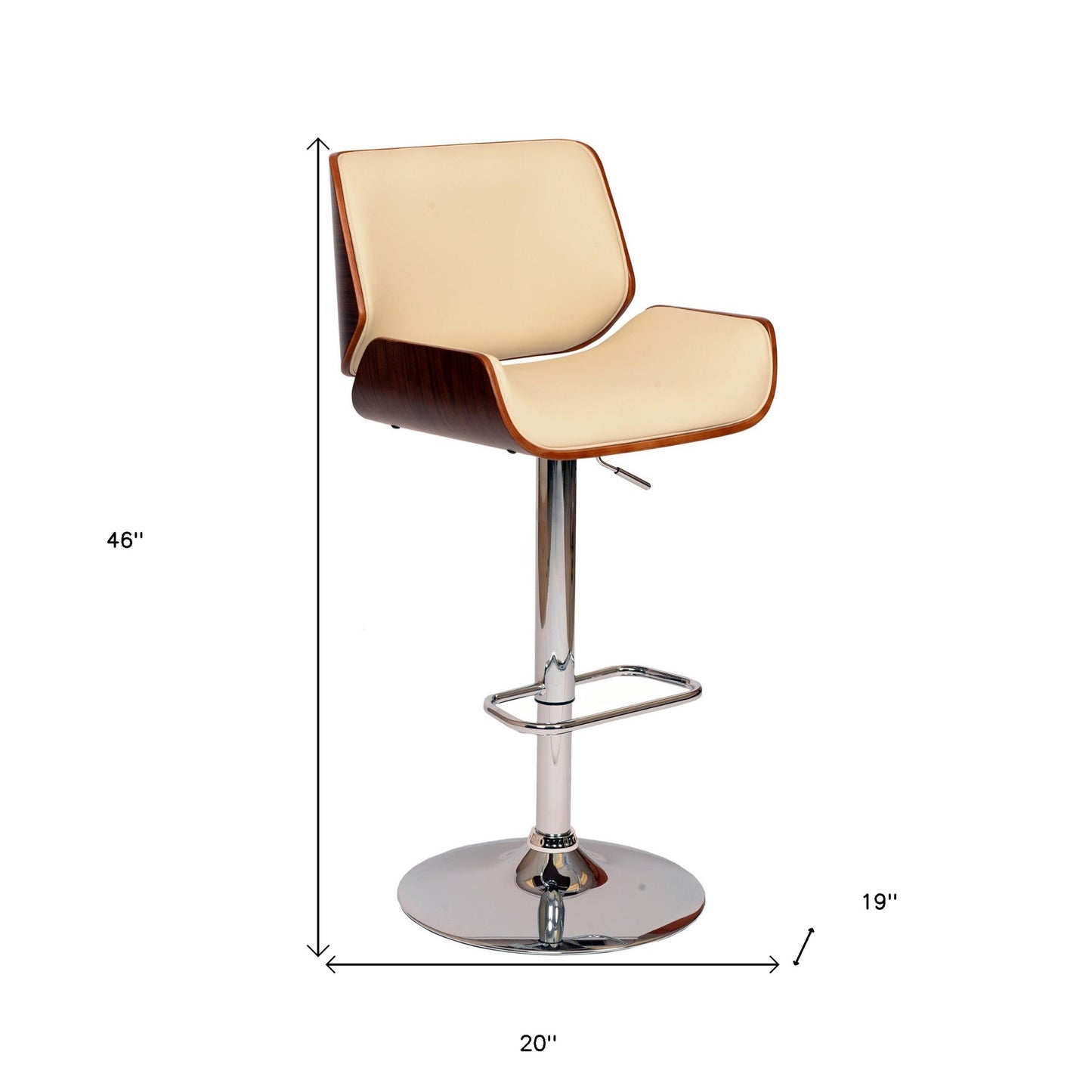 Cream Upholstered Chrome Base Adjustable Bar Stool