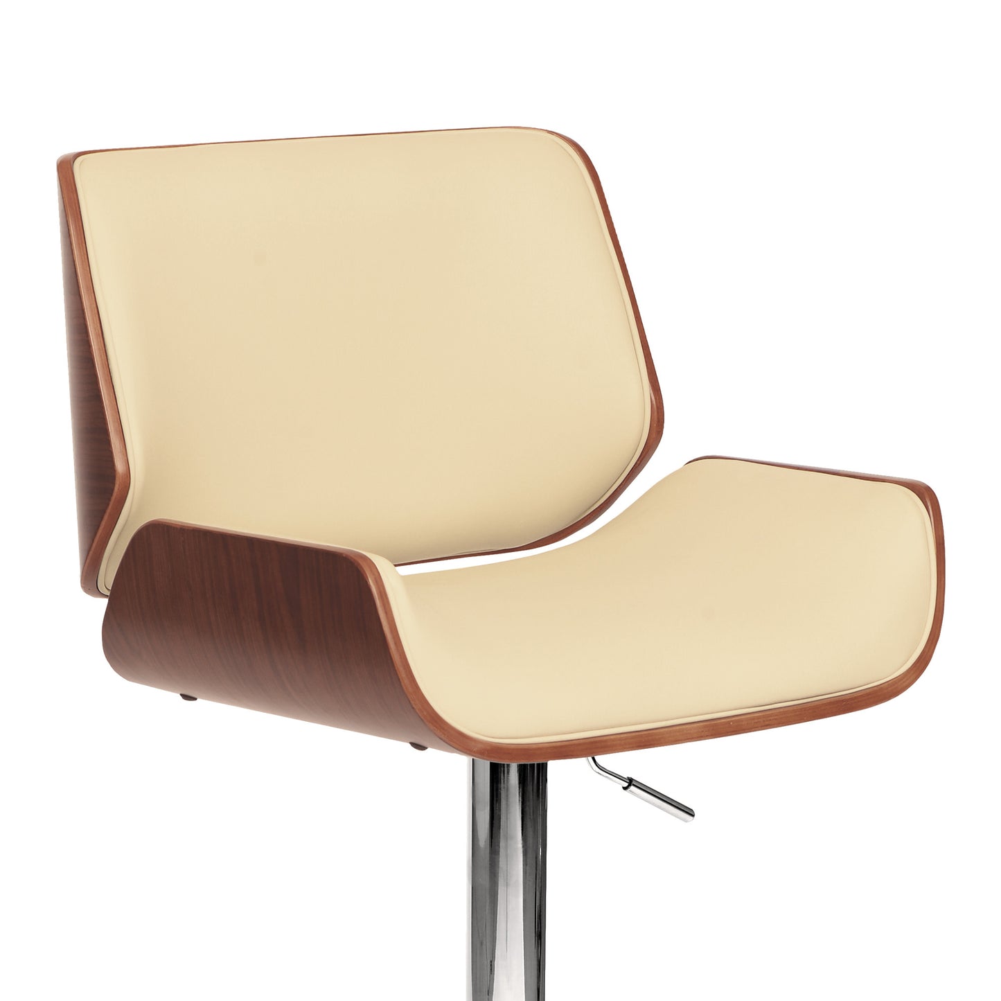 Cream Upholstered Chrome Base Adjustable Bar Stool