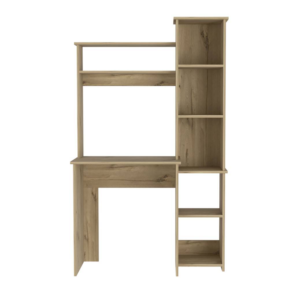 Modern Light Oak Office Desk with Storage Cabinet