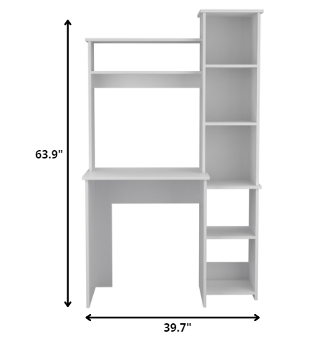 Modern White Office Desk with Storage Cabinet