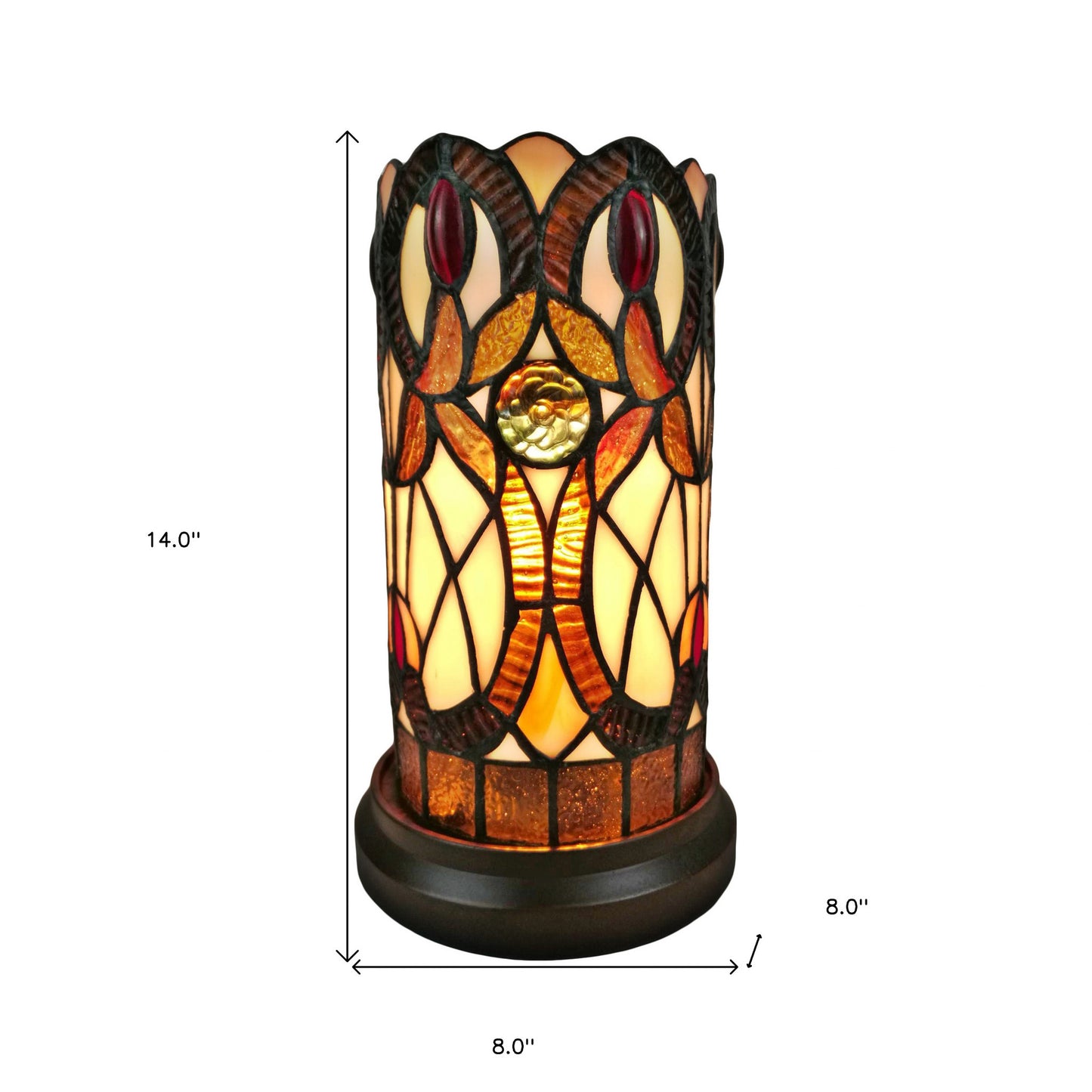 11" Tiffany Style Floral Vintage Accent Table Lamp