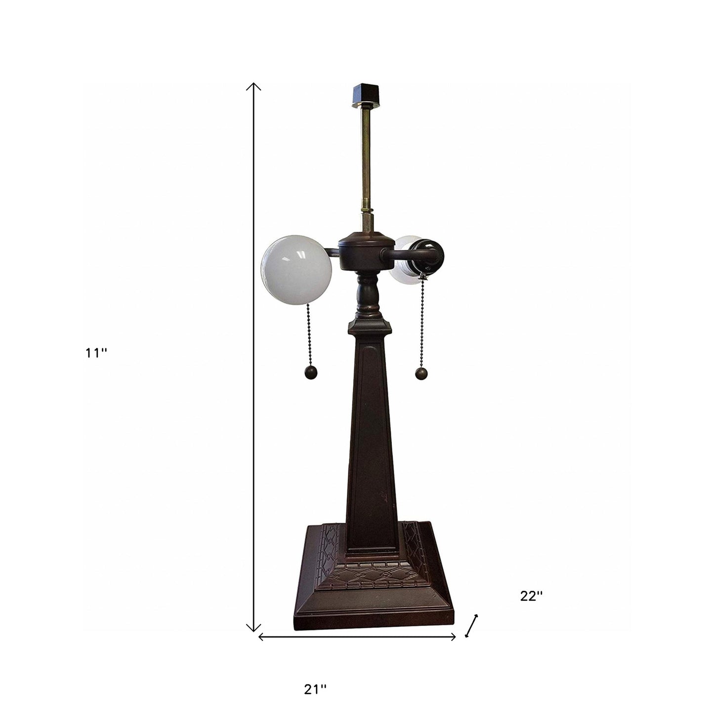 23" White Stained Glass Floral Two Light Mission Style Table Lamp