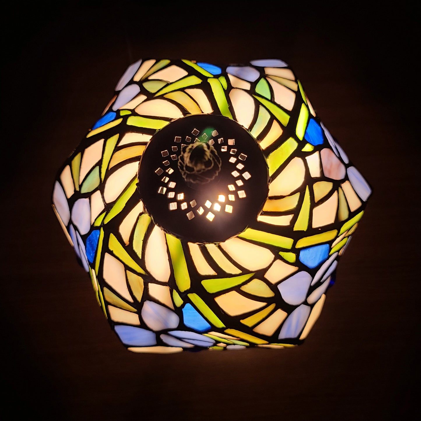 15" Tiffany Style Blue Floral Table Lamp