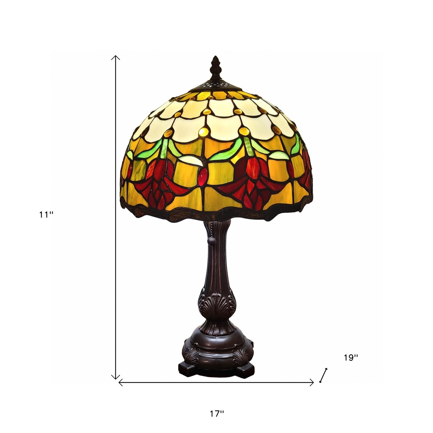 19" Tiffany Style Red Tulips Table Lamp
