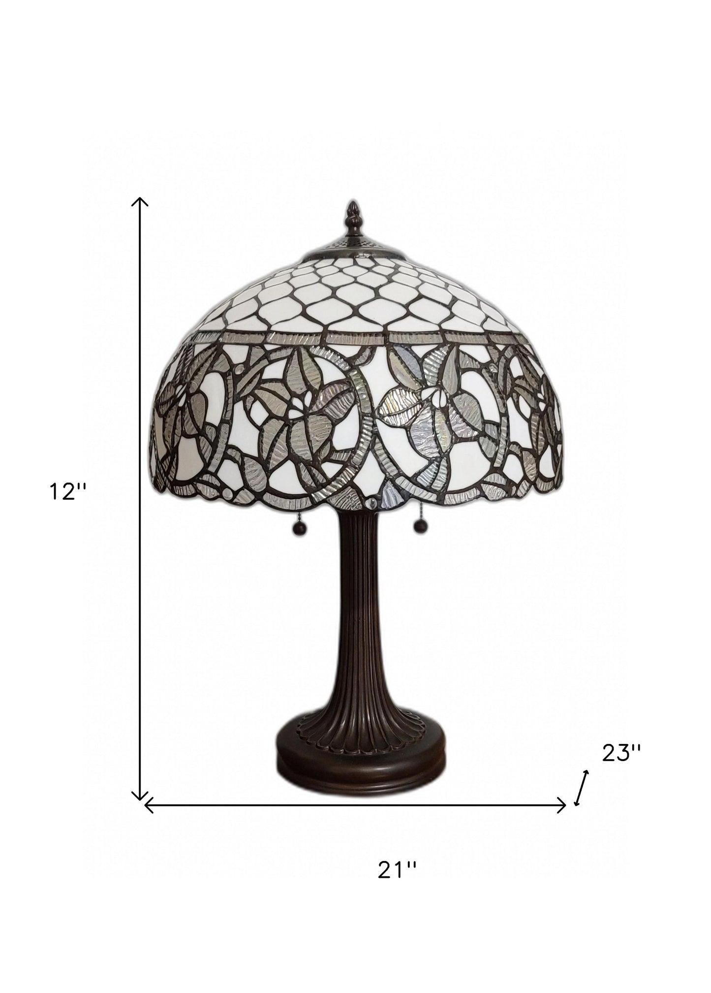 24" Stained Glass Two Light Flowery Accent Table Lamp