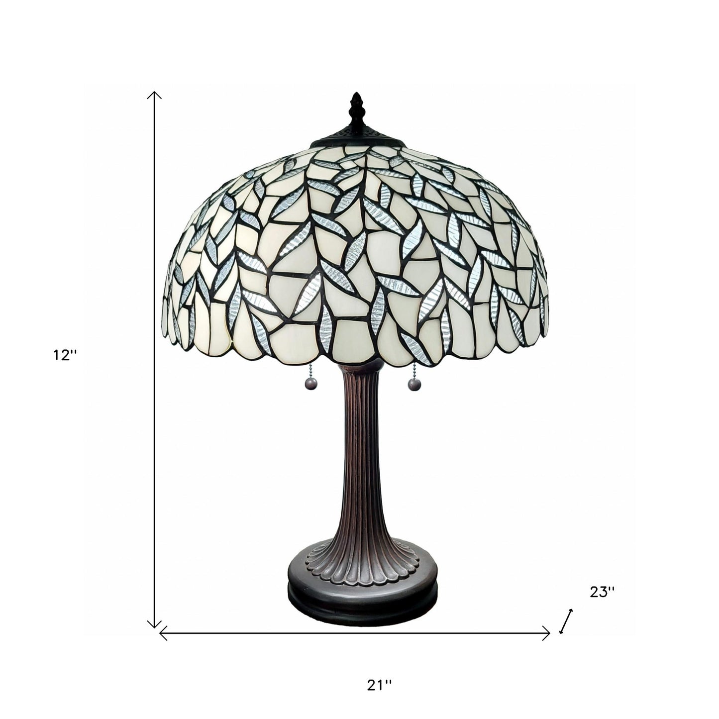 24" Stained Glass Leafy Vintage Accent Table Lamp