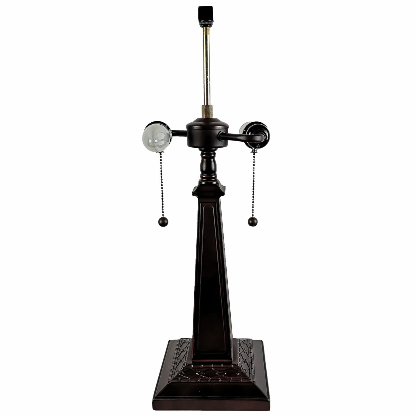 23" Stained Glass Pyramid Style Two Light Mission Style Table Lamp