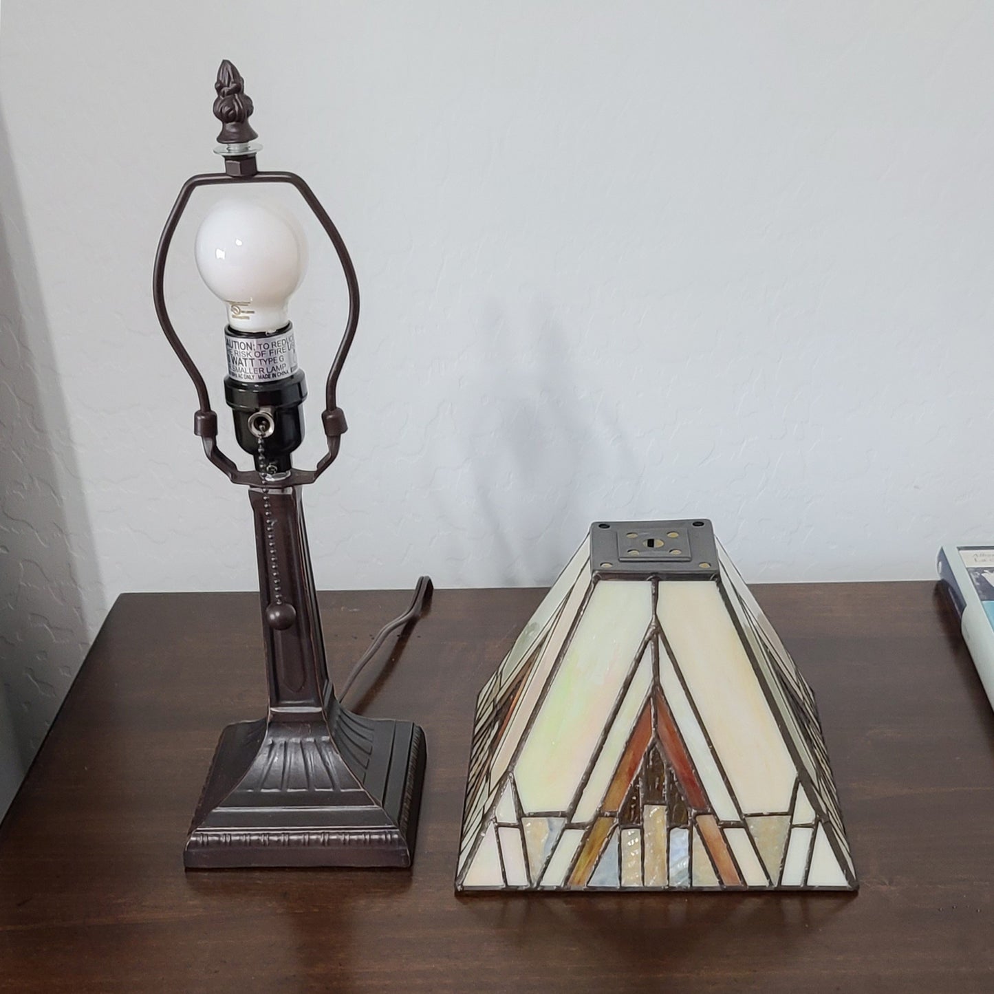 15" Tiffany Yellow and Amber Mission Style Table Lamp