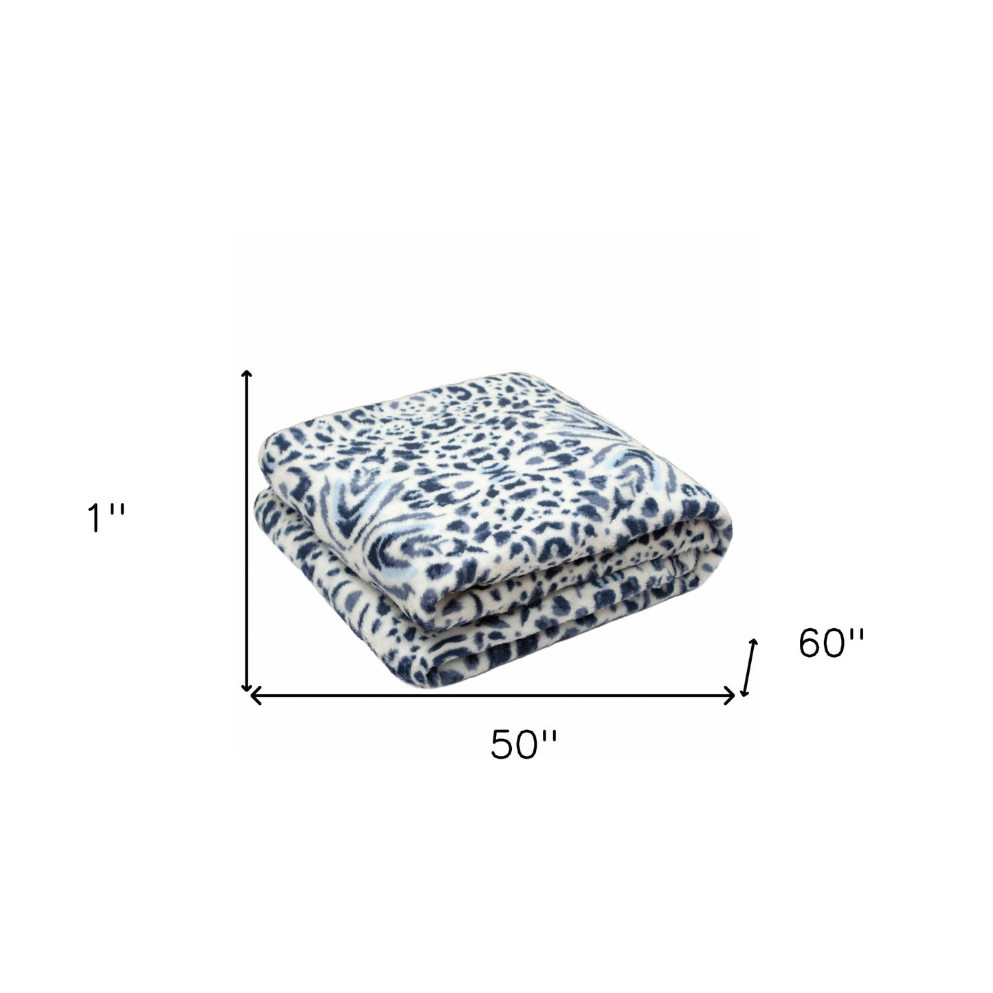 Print Navy Blue Reversible Velvet and Sherpa Throw Blanket