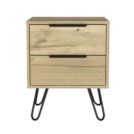 22" Light Oak Two Drawer Nightstand