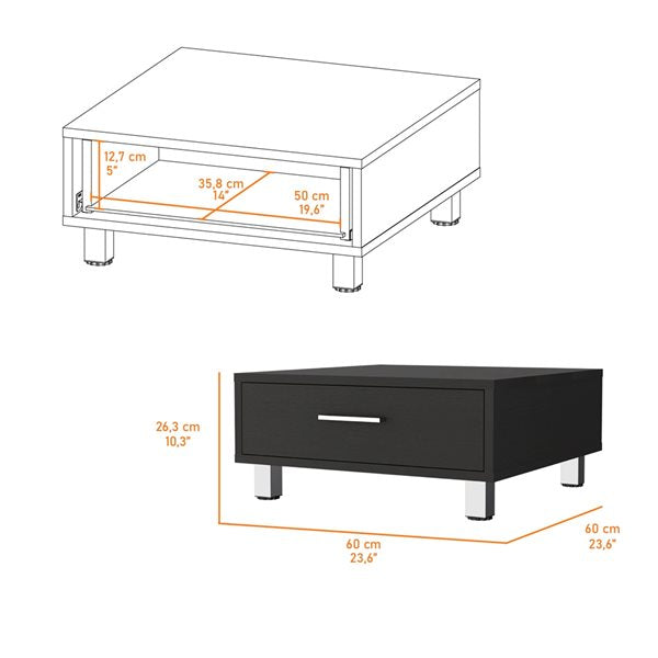 24" Black Wengue Manufactured Wood Rectangular Coffee Table