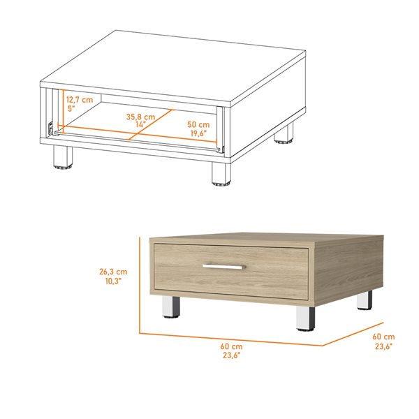 24" Light Pine Coffee Table