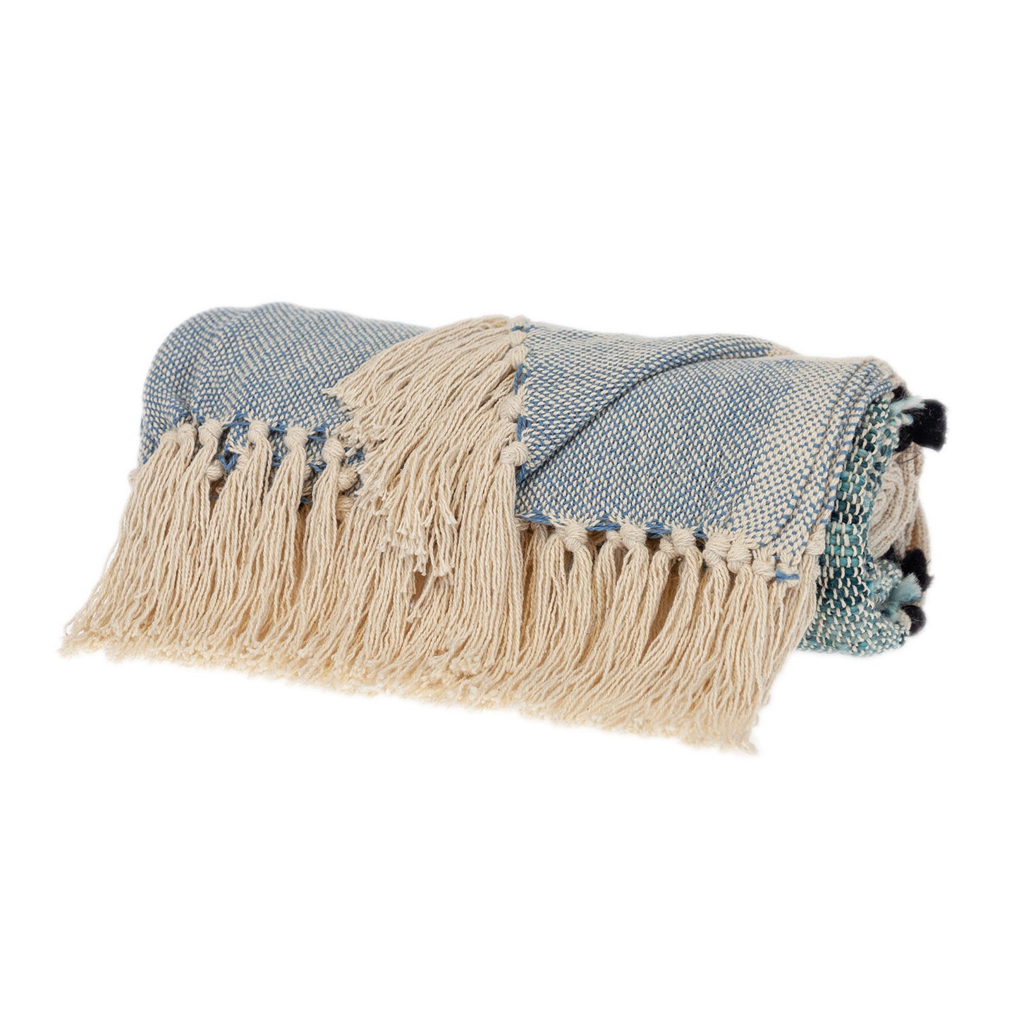 Parkland Collection Transitional Vereigated Blue Rectangle 50" x 60" Throw