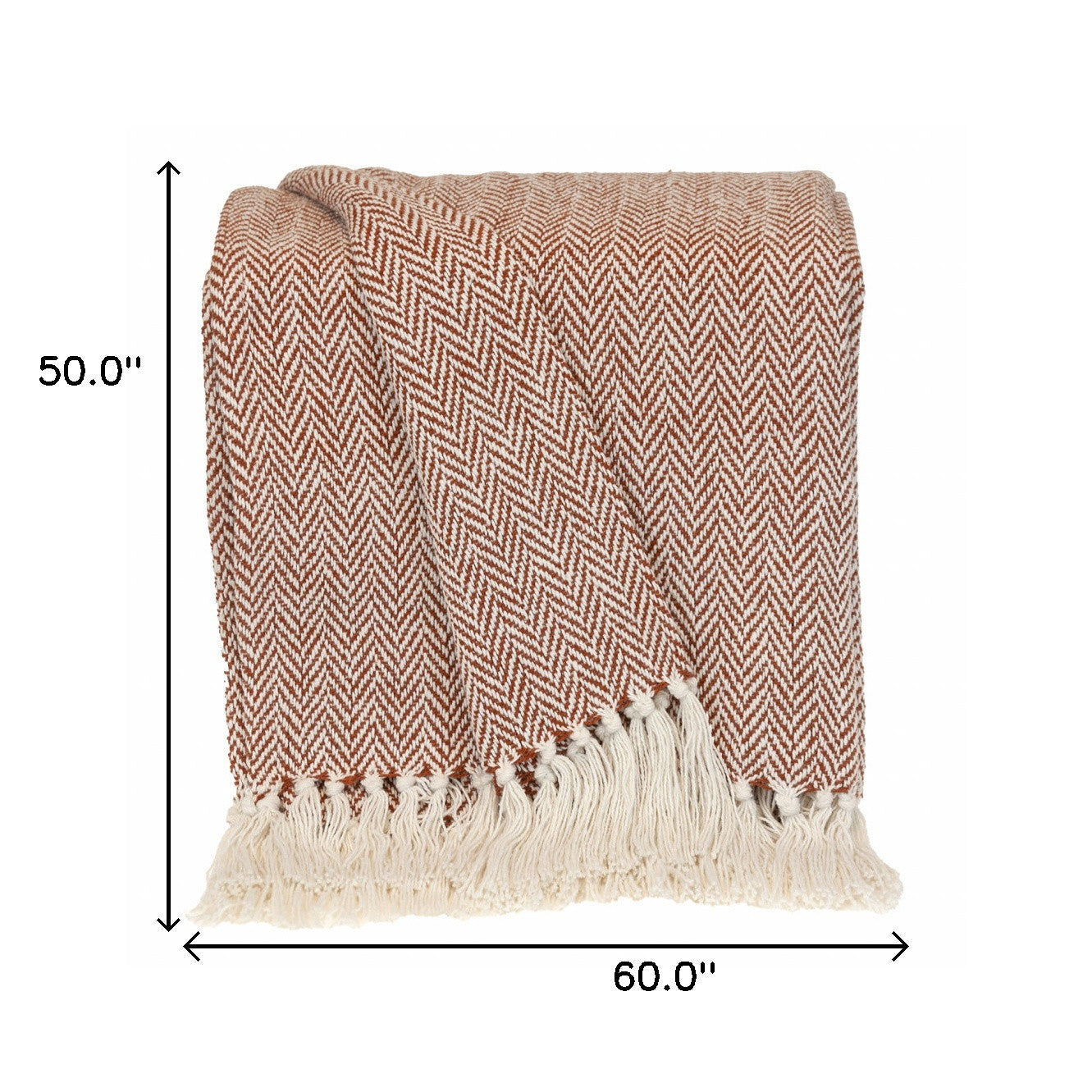Parkland Collection Transitional Herringbone Rust Rectangle 50" x 60" Throw