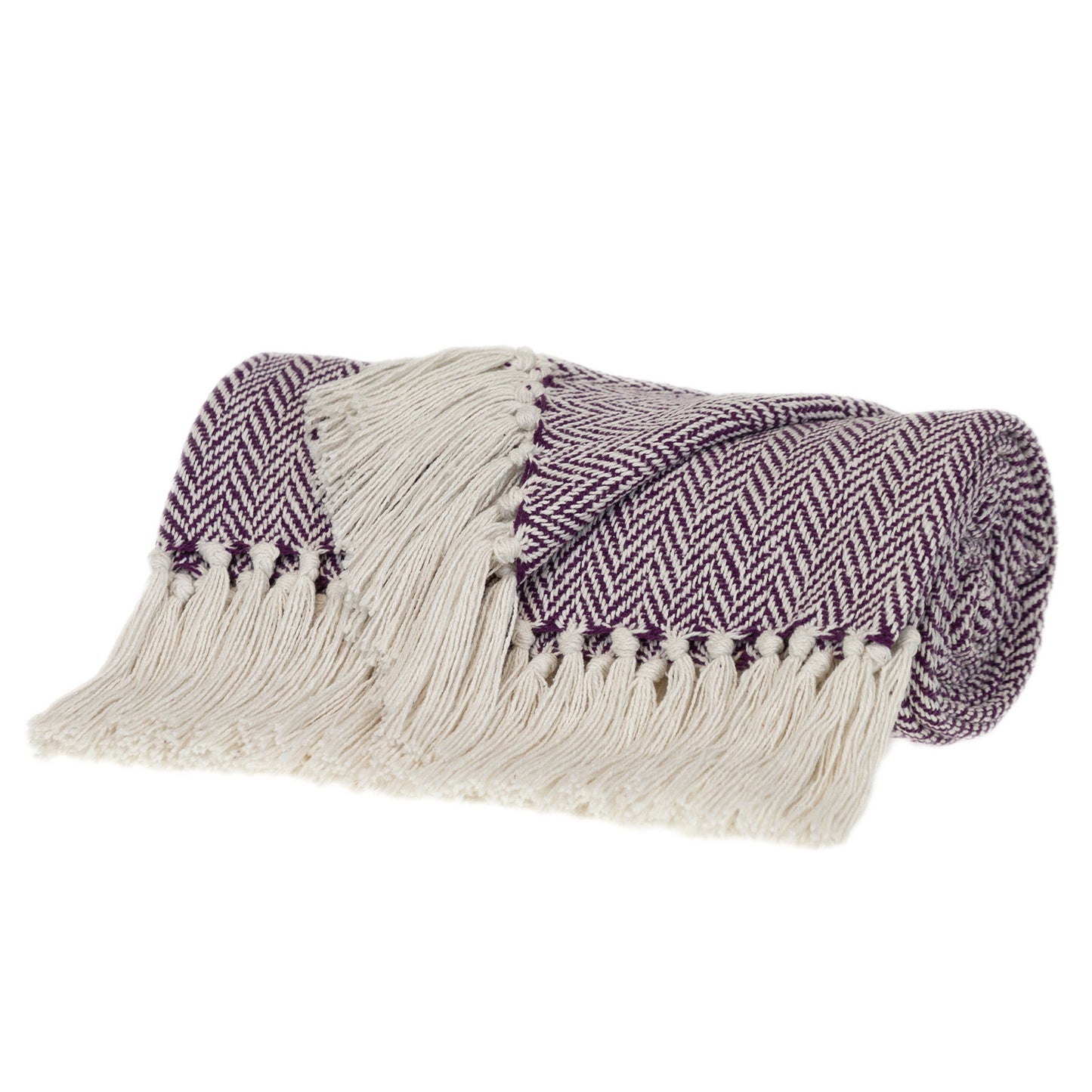 Parkland Collection Transitional Herringbone Purple Rectangle 50" x 60" Throw
