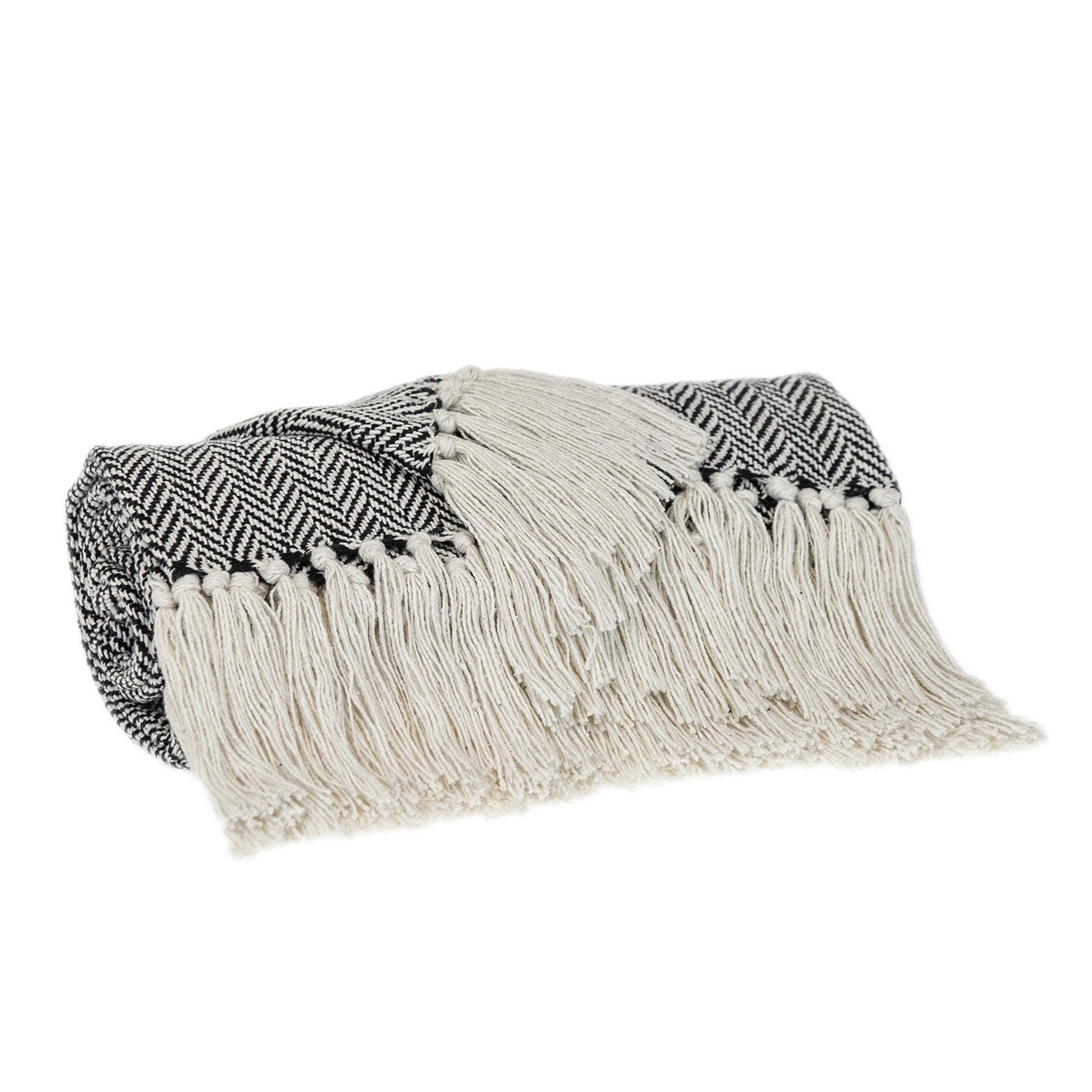 Parkland Collection Transitional Herringbone Black Rectangle 50" x 60" Throw
