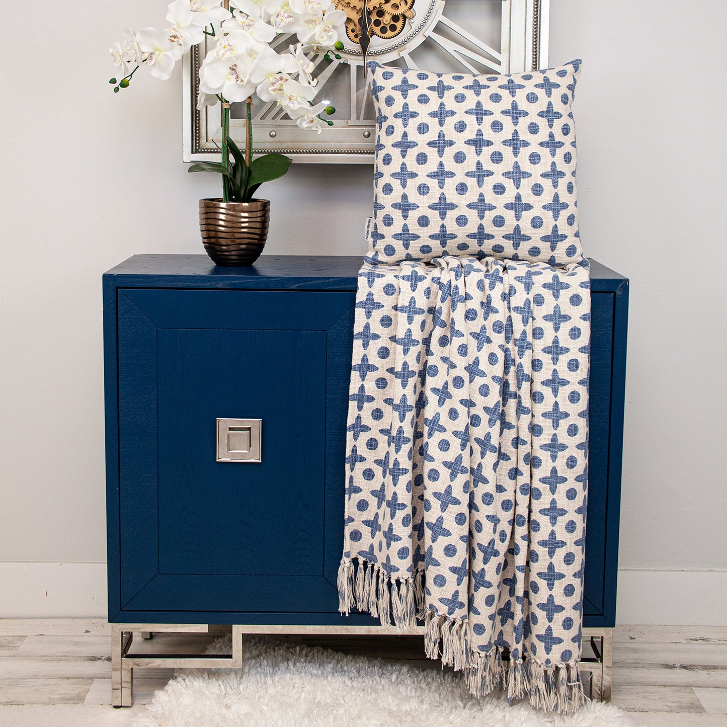Parkland Collection Print Transitional Blue Rectangle 50" x 60" Throw