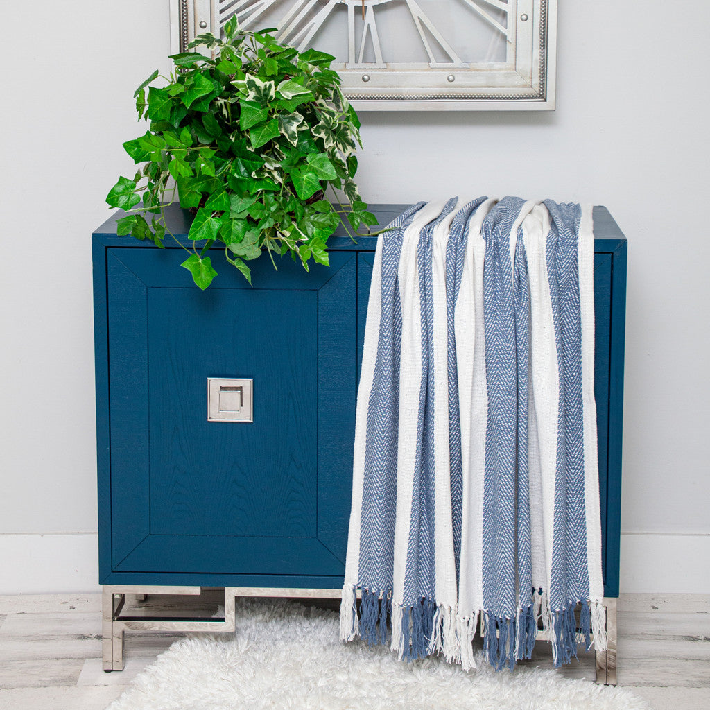 Parkland Collection Transitional Stripe Blue Rectangle 60" x 50" Throw