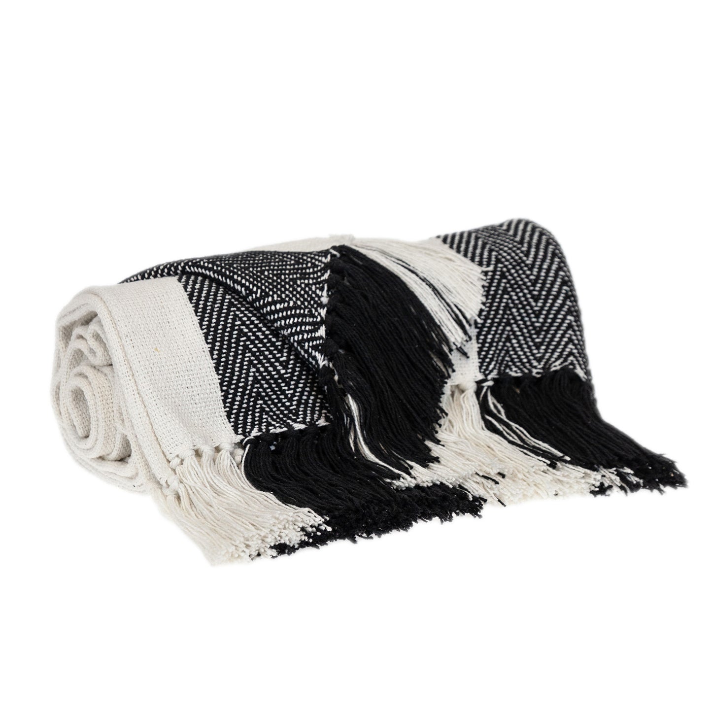 Parkland Collection Transitional Stripe Black Rectangle 60" x 50" Throw