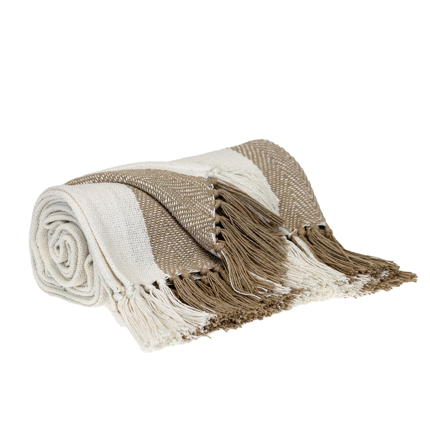Parkland Collection Transitional Stripe Beige Rectangle 60" x 50" Throw