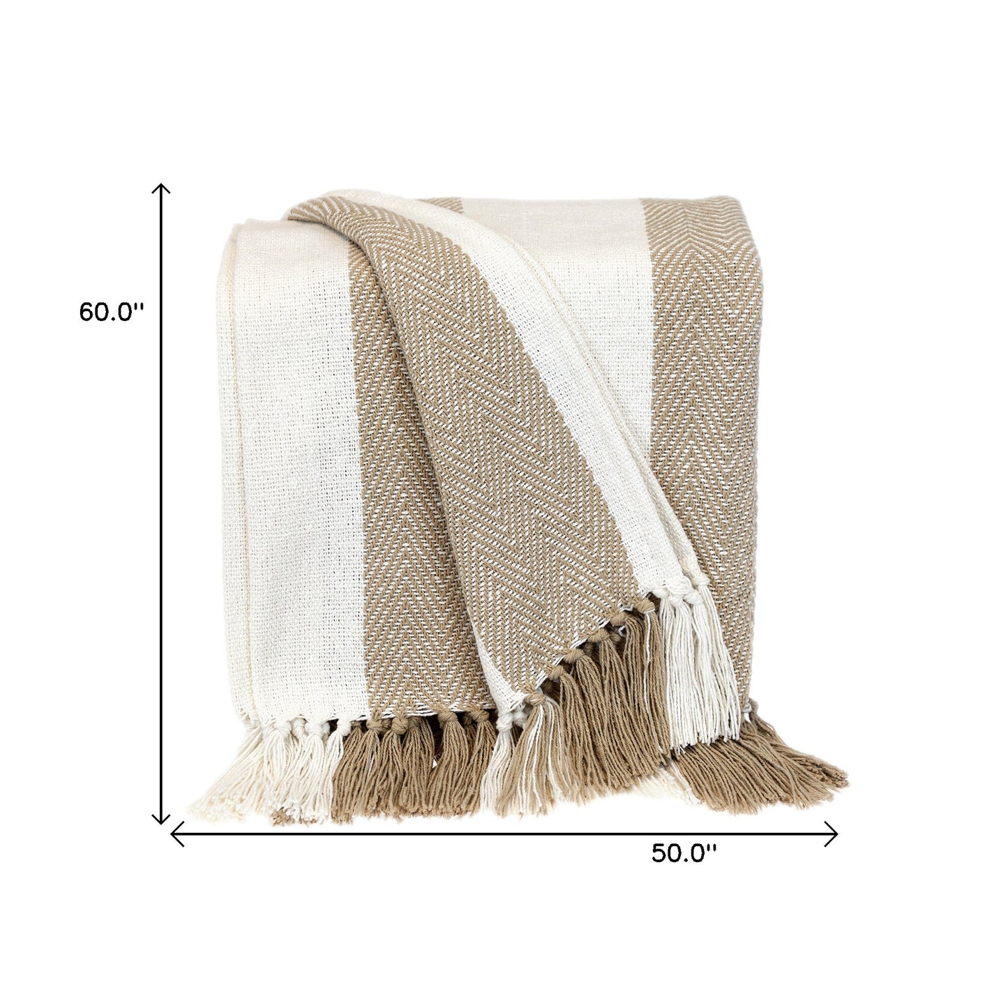 Parkland Collection Transitional Stripe Beige Rectangle 60" x 50" Throw