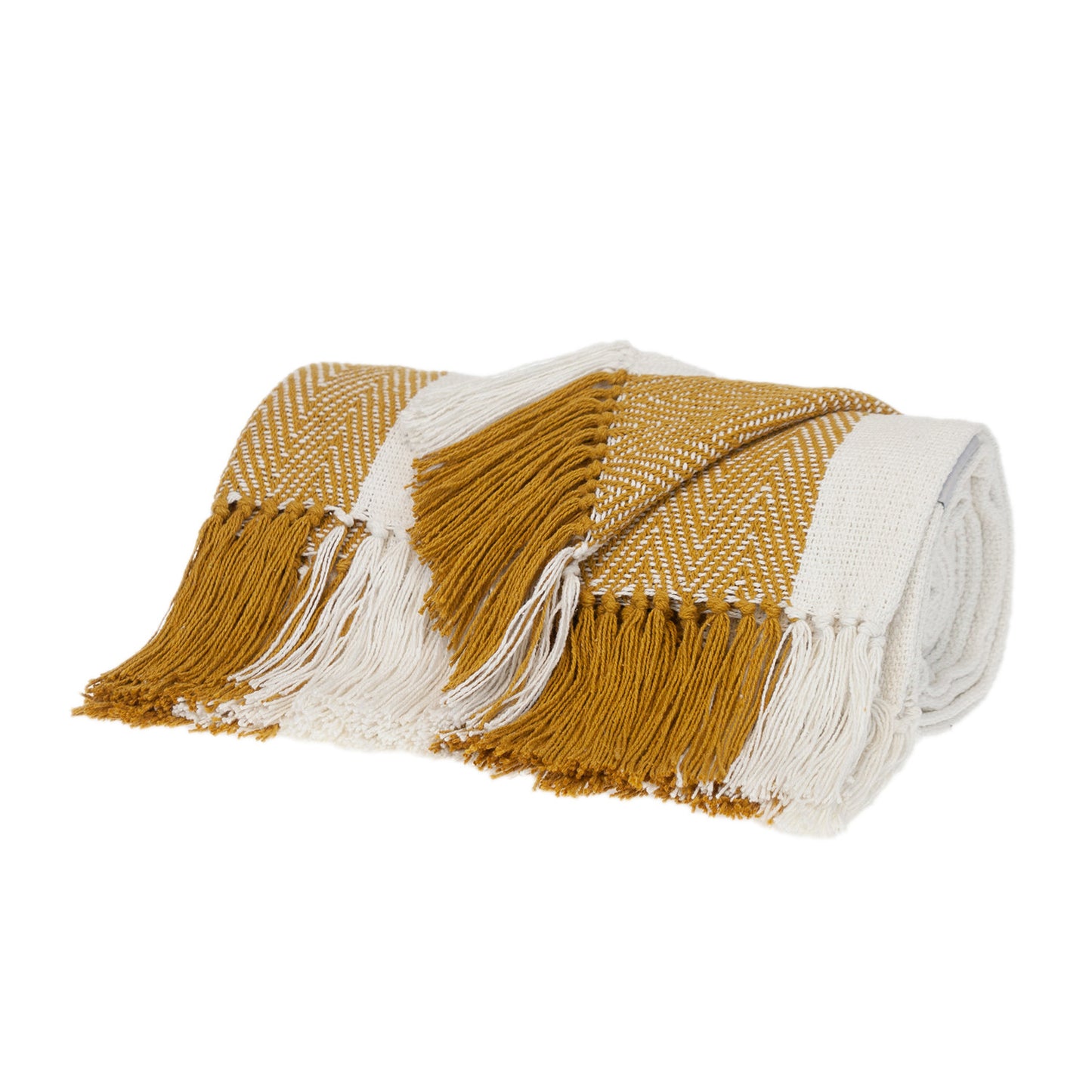 Parkland Collection Transitional Stripe Mustard Rectangle 60" x 50" Throw