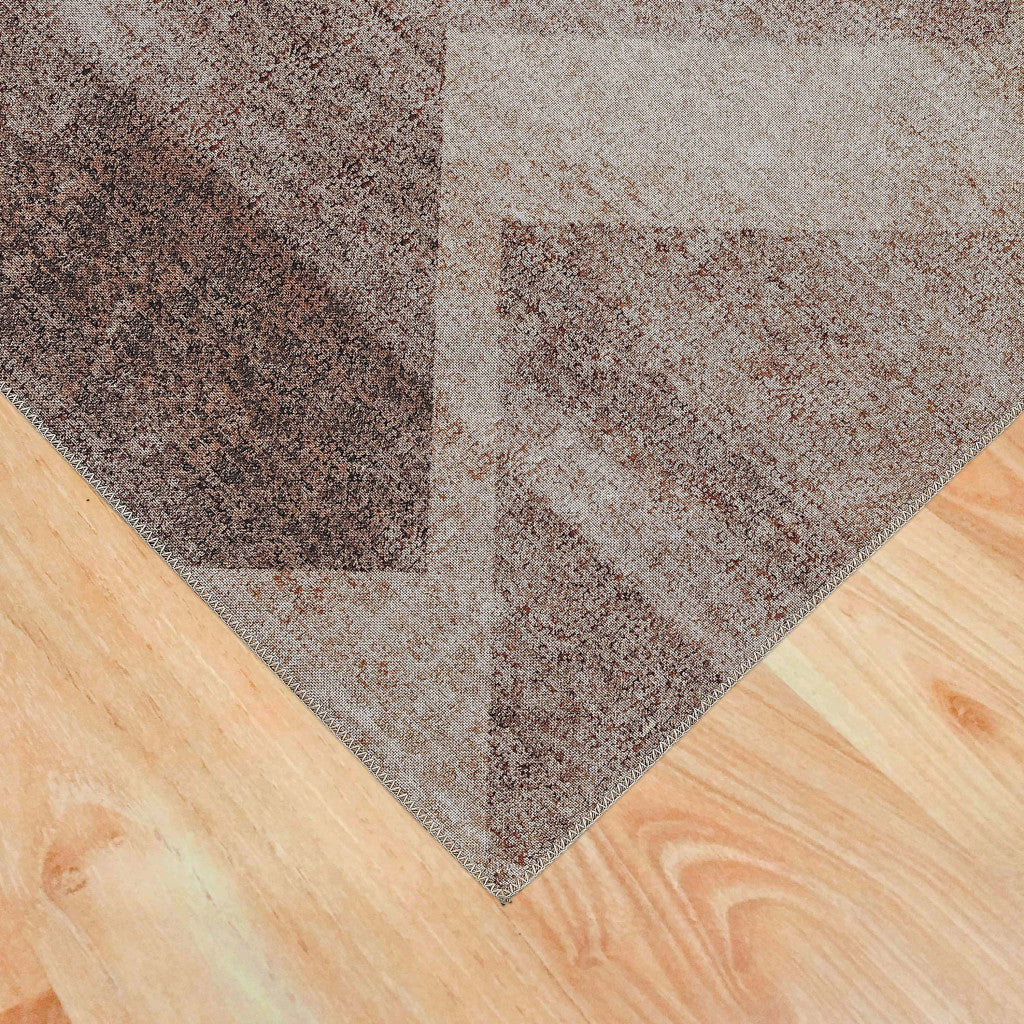 8' X 11' Brown Geometric Stain Resistant Area Rug