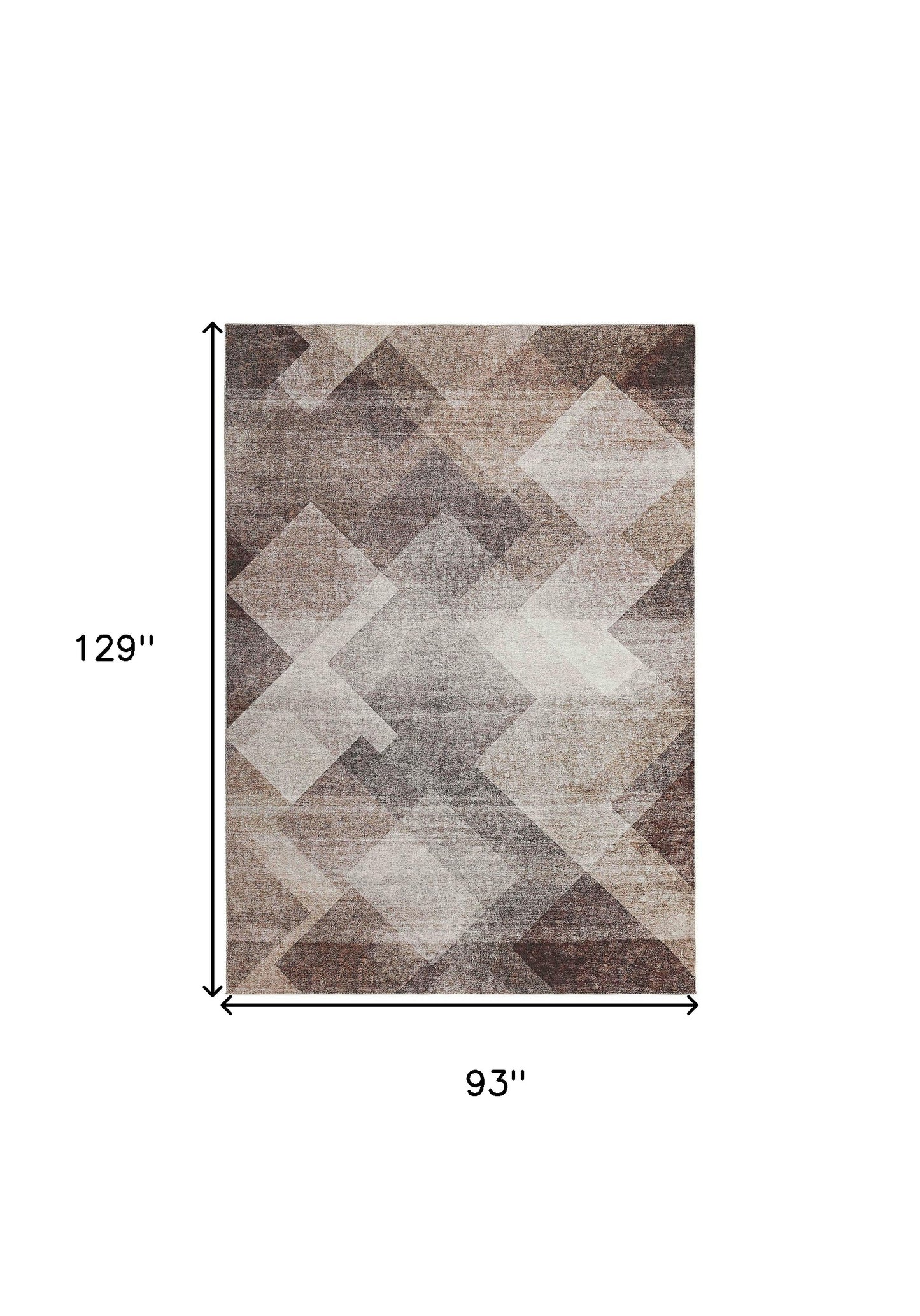 8' X 11' Brown Geometric Stain Resistant Area Rug