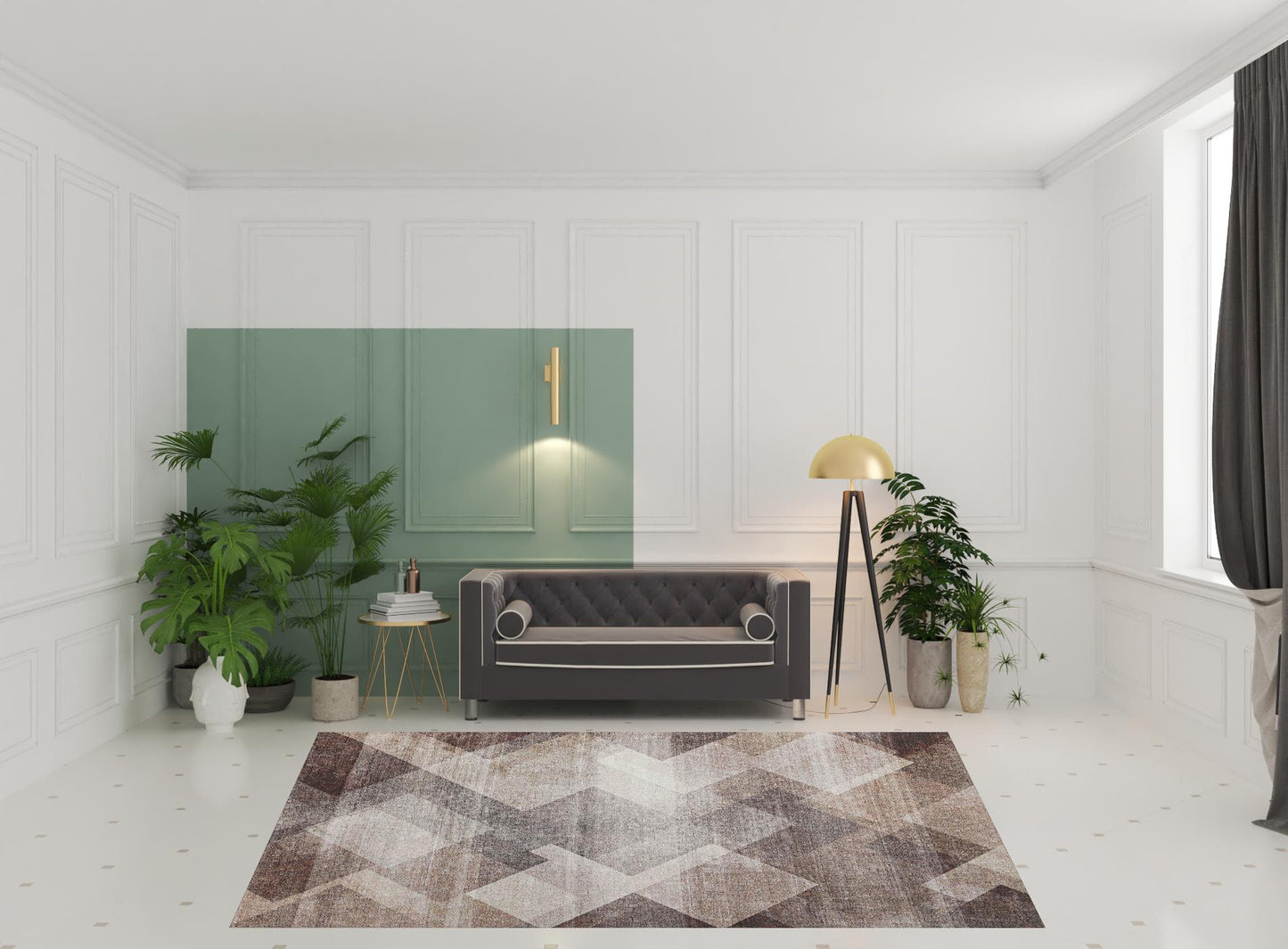 8' X 11' Brown Geometric Stain Resistant Area Rug