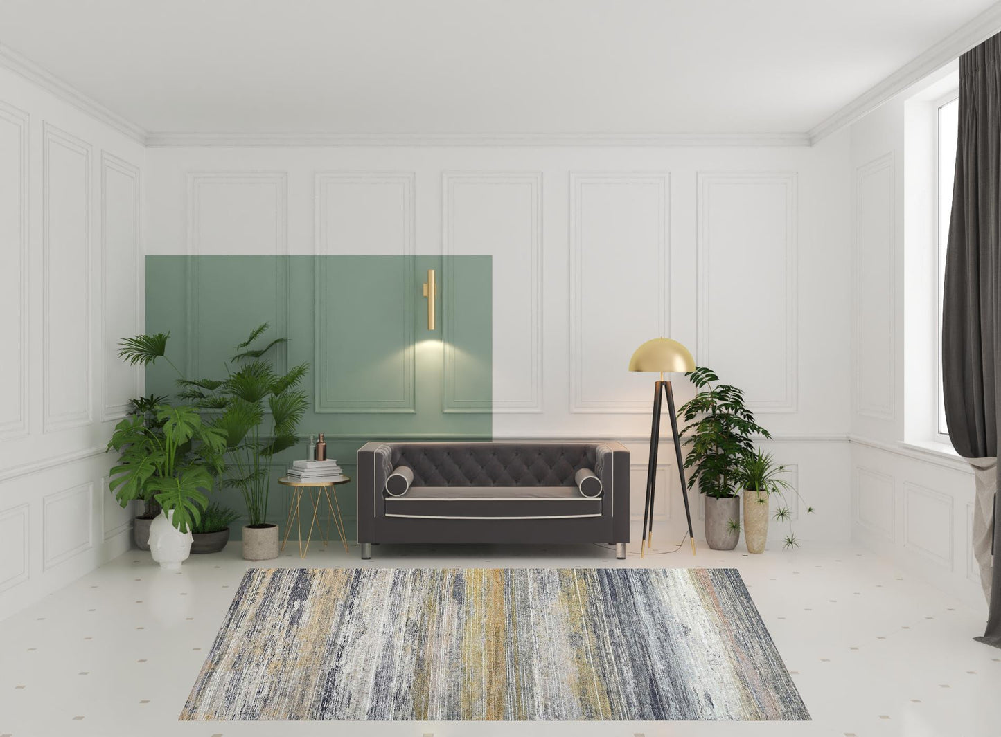 8' X 11' Gold Abstract Stain Resistant Area Rug