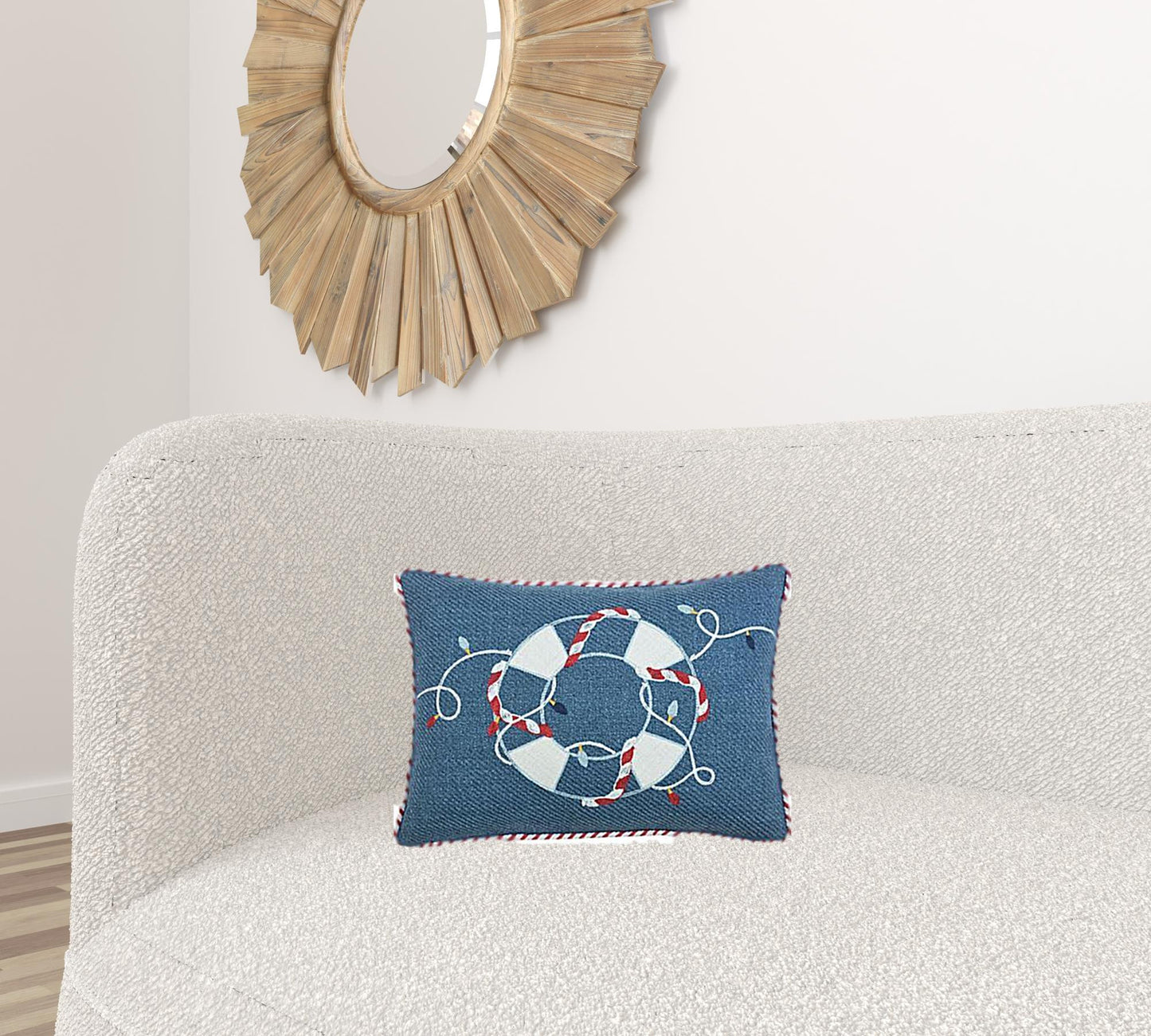 13" X 18" Blue Red And White Coastal Christmas Throw Pillow