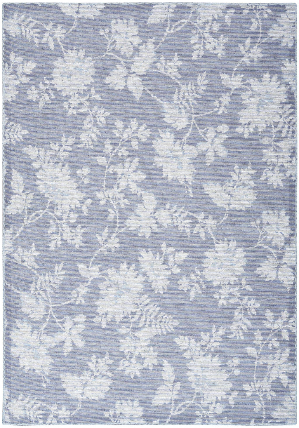 5' X 7' Grey Floral Washable Area Rug